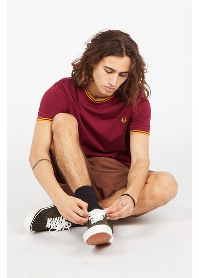 FRED PERRY Tee-shirt col rond regular-fit en coton Rouge