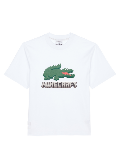 LACOSTE Tee-shirt col rond sérigraphié en coton Lacoste x Minecraft Blanc
