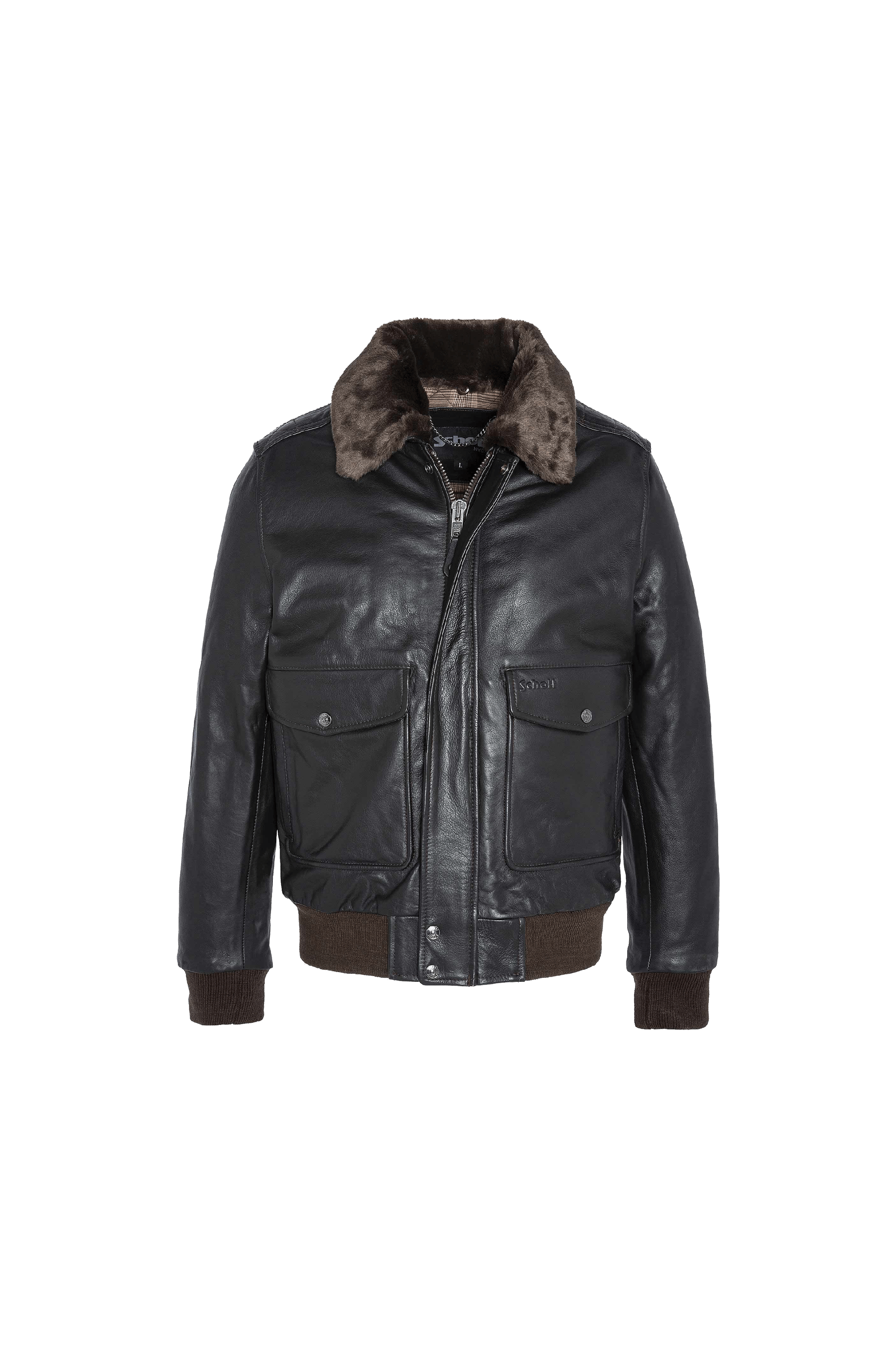 Schott Homme Blouson aviateur en cuir de vachette vintage Taille S - Marron