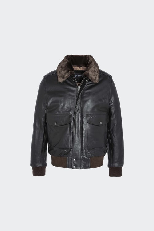 Schott Homme Blouson aviateur en cuir de vachette vintage Taille S - Marron