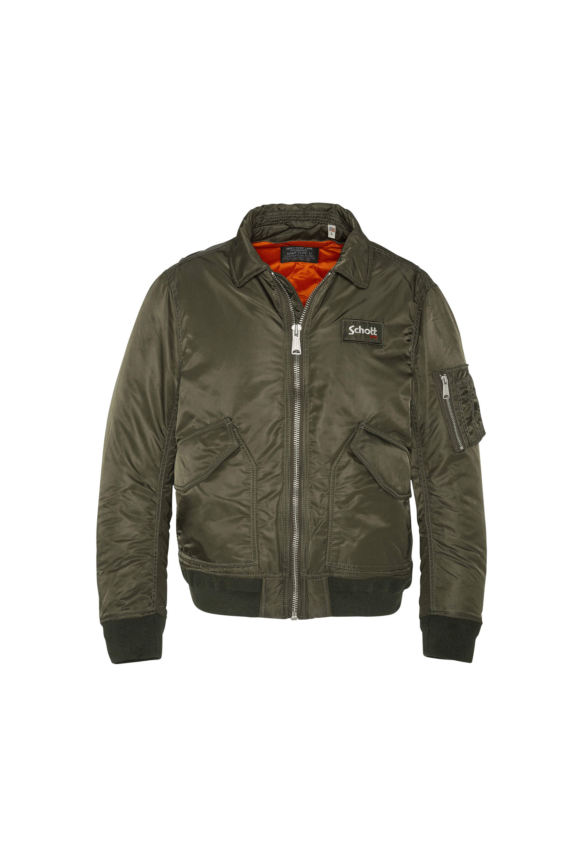 Schott Homme Blouson Taille S - Kaki