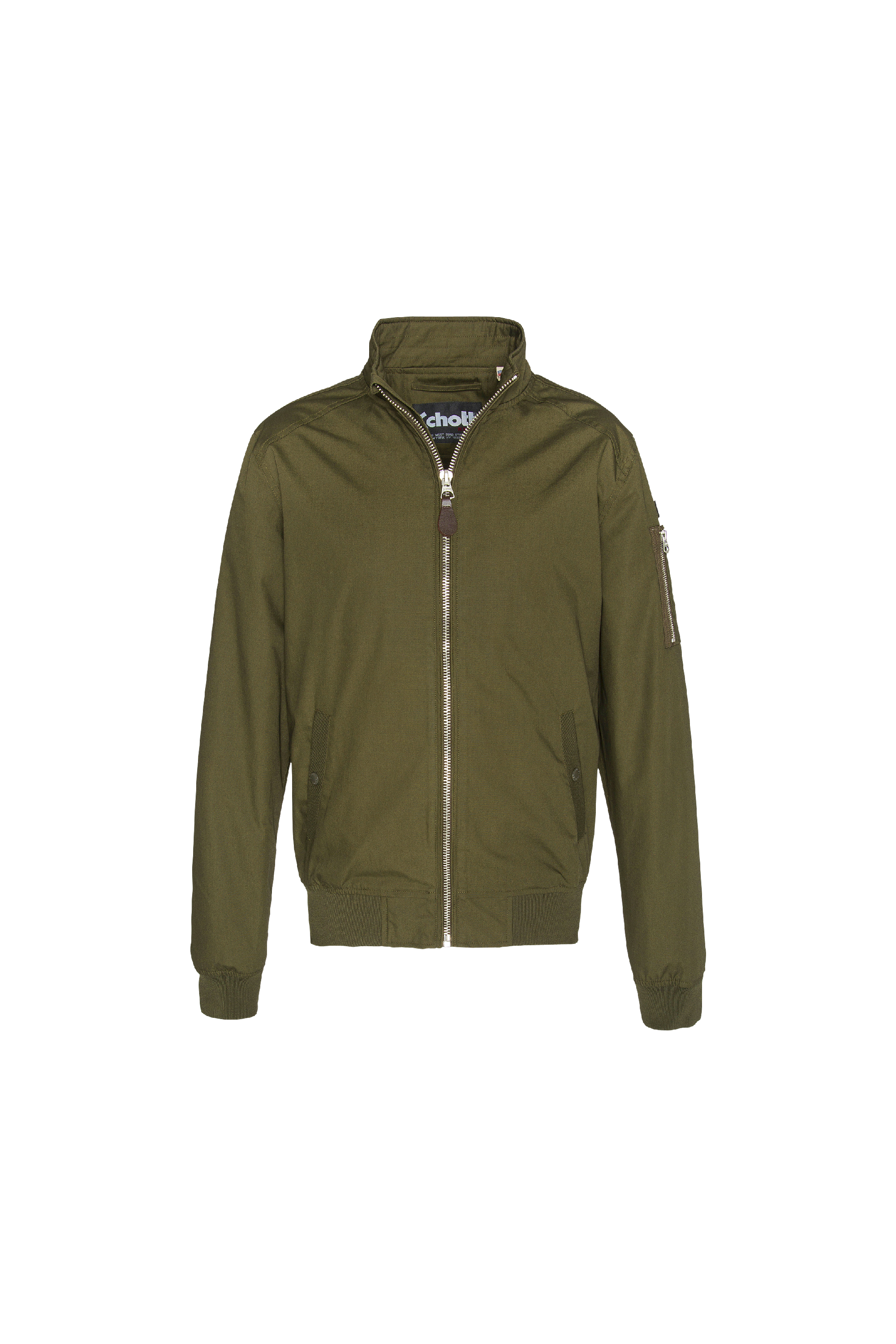 Schott - Bomber col montant regular-fit zippé en toile - Taille S