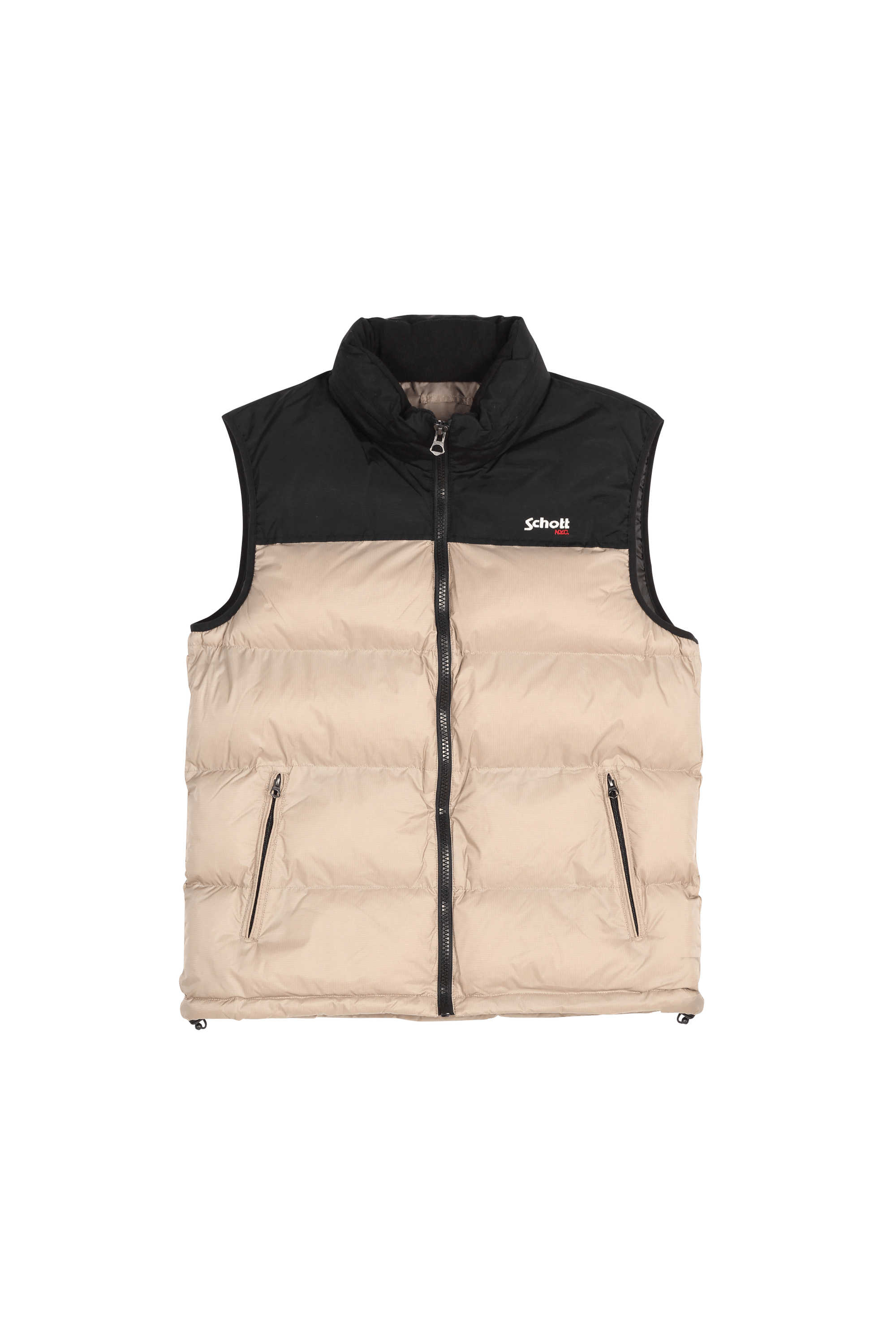 Schott Homme Doudoune col montant droite sans manches Taille L - Beige