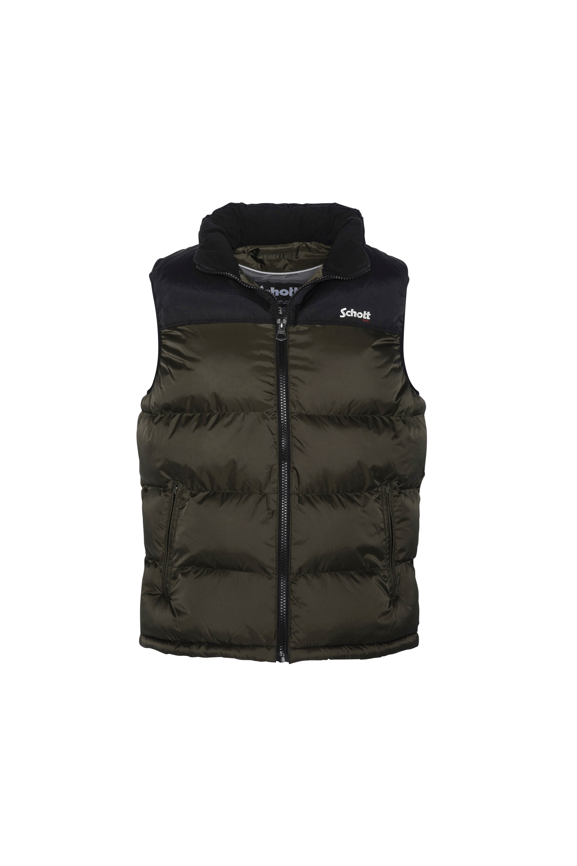 Schott Homme Doudoune col montant droite sans manches Taille XS - Kaki