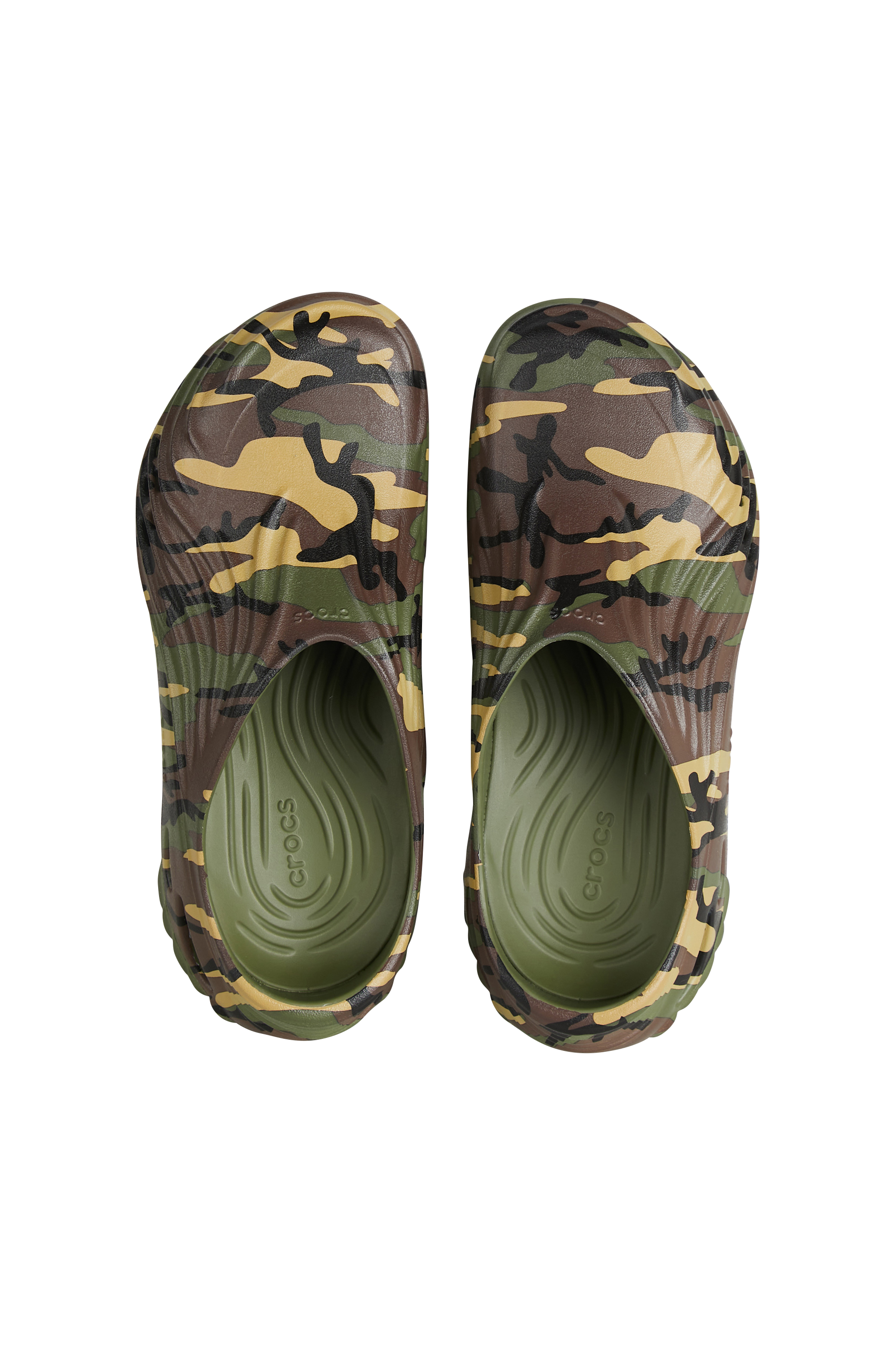 Flat furry sheepskin sandals CROCS Khaki