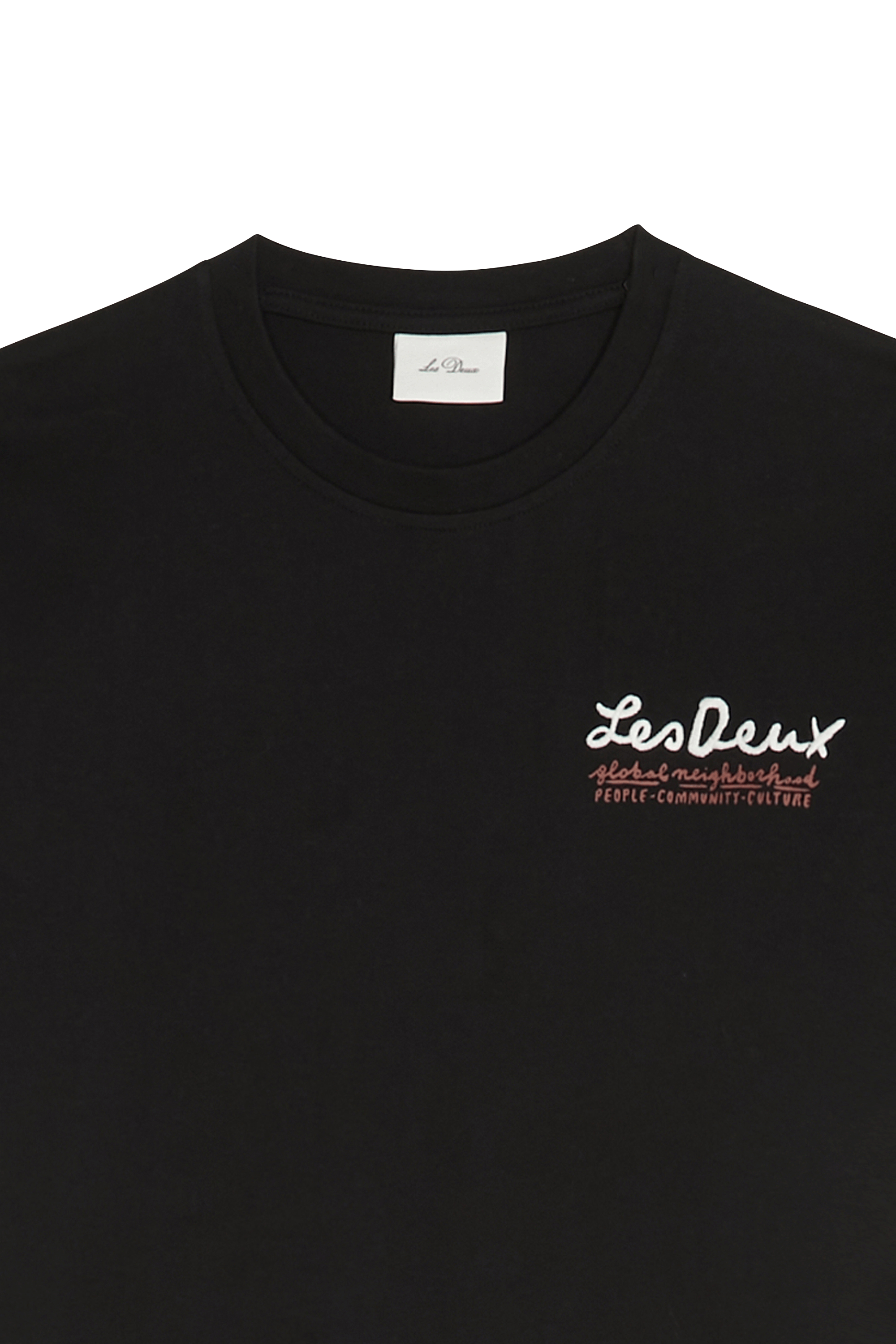 Regular-fit round-neck cotton T-shirt | Black LES DEUX Men