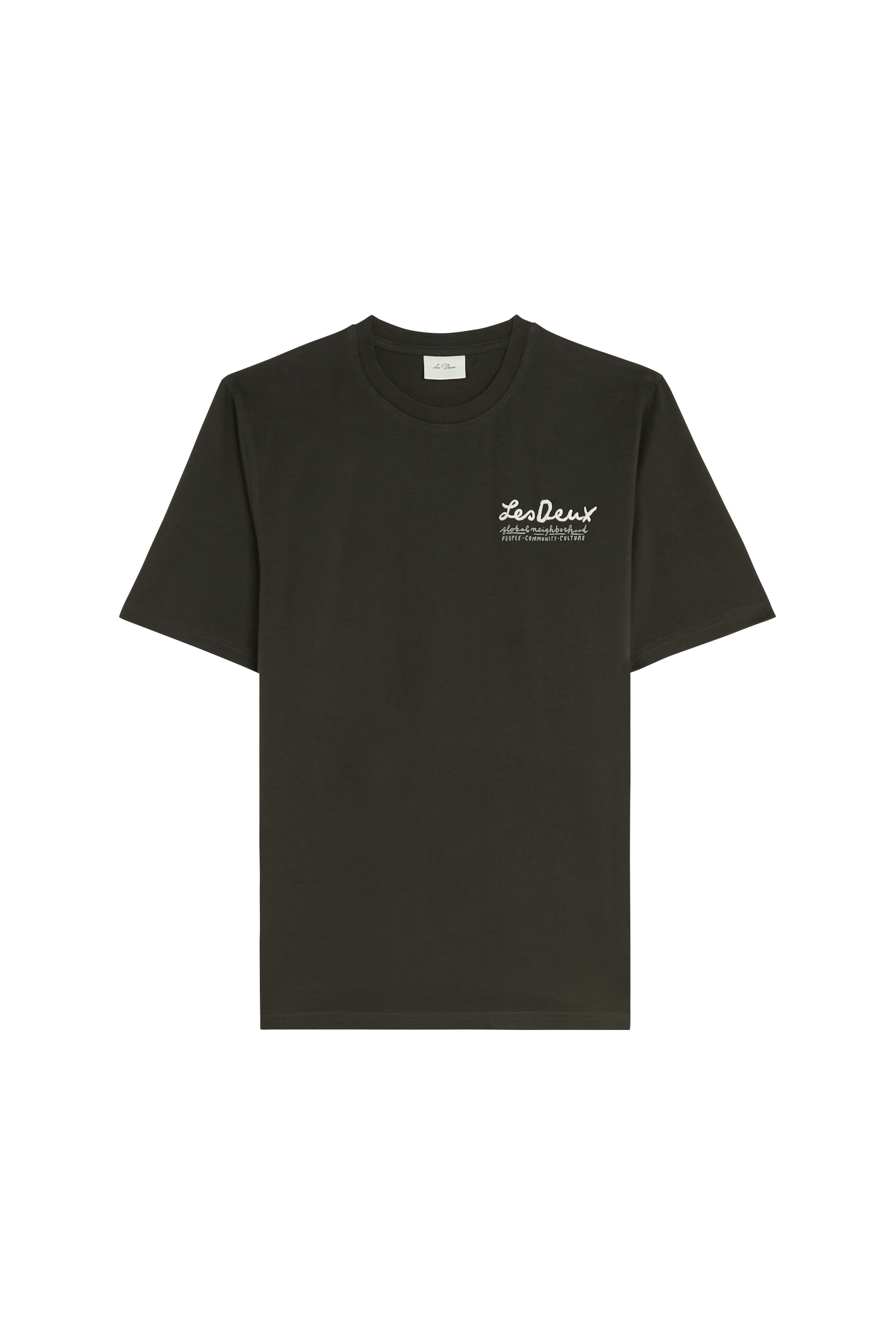 Regular-fit round-neck cotton T-shirt | Green LES DEUX Men