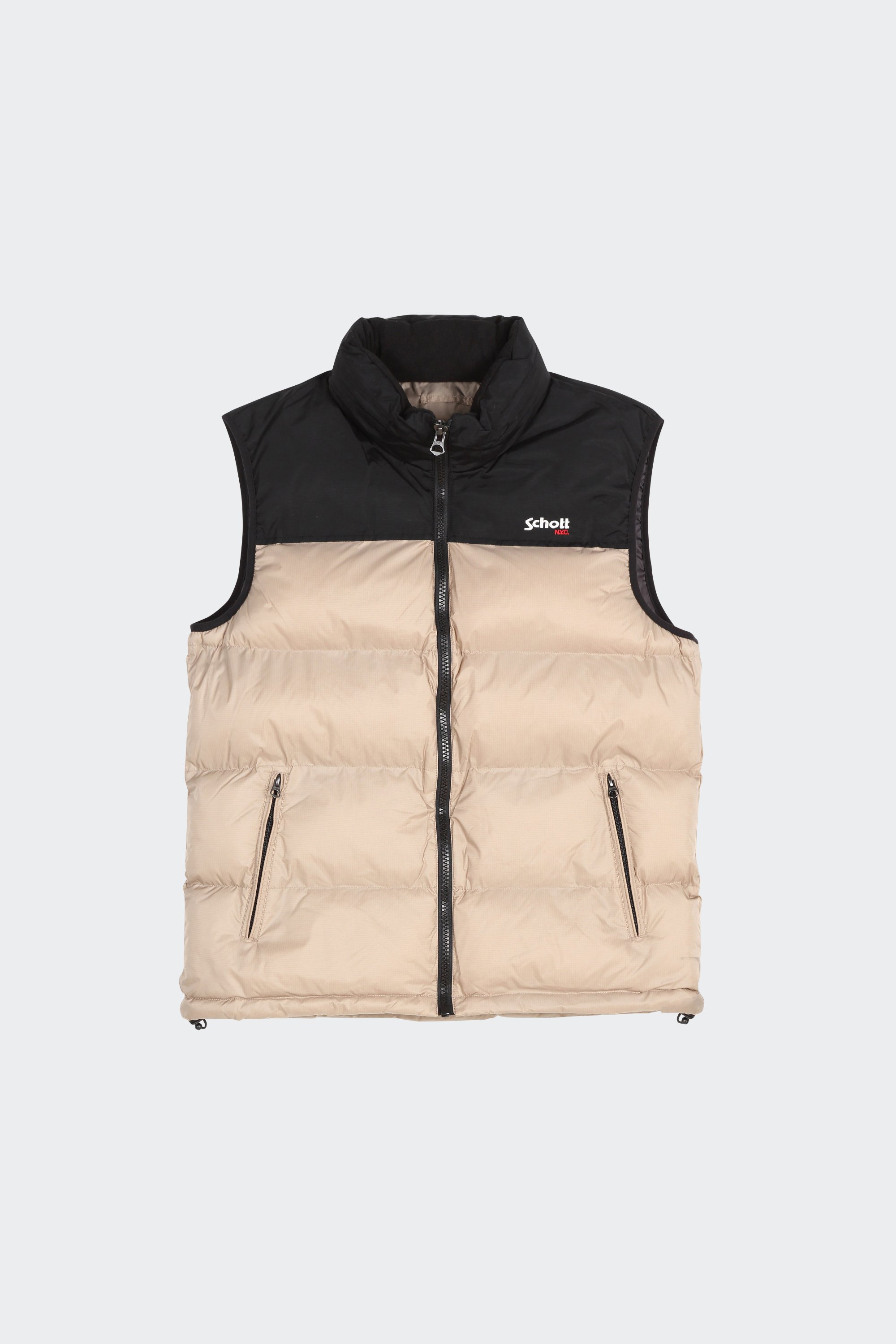 Sleeveless Puffer Jacket | Beige by SCHOTT Sleeveless Puffer Jacket Beige
