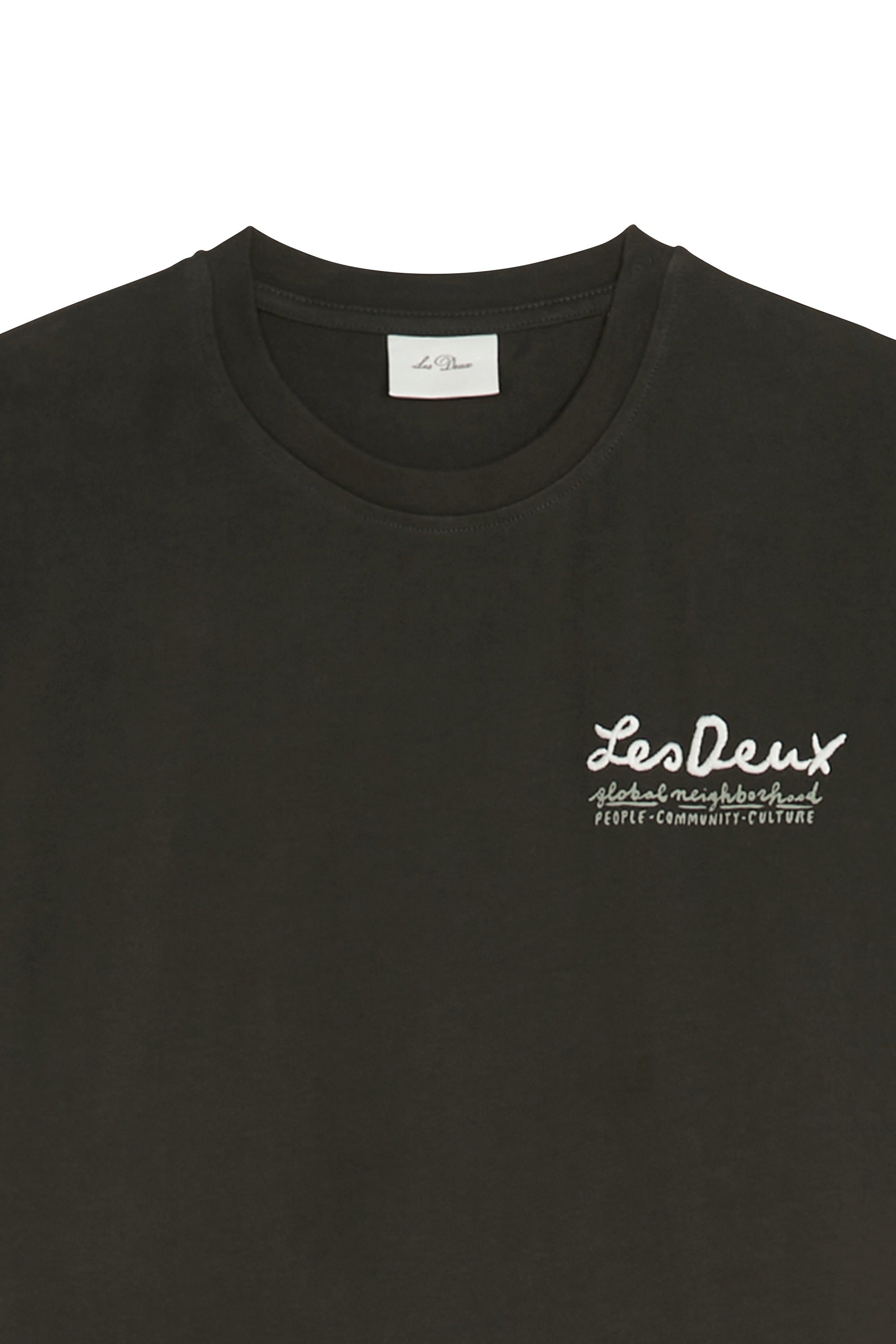 Regular-fit round-neck cotton T-shirt | Green LES DEUX Men