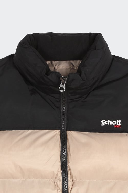 SCHOTT Sleeveless Puffer Jacket Beige