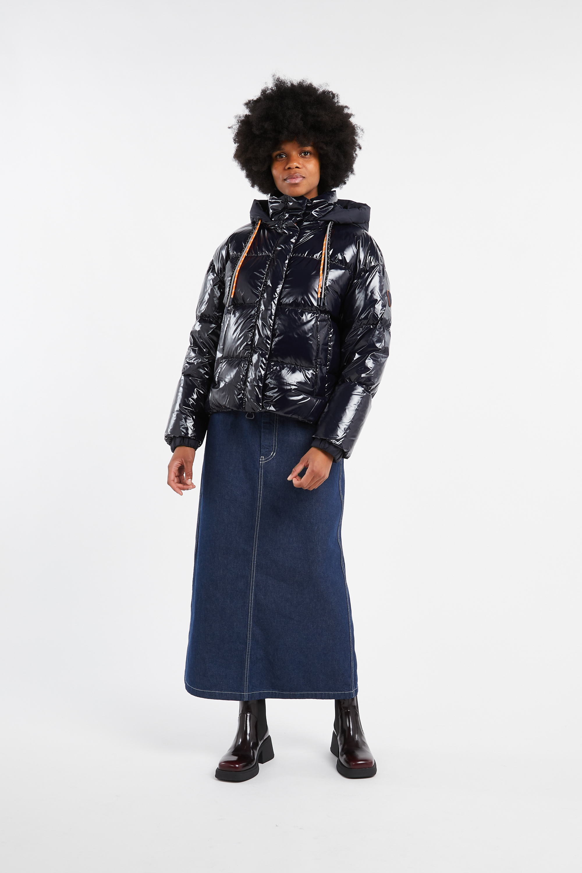 Lightweight quilted padded jacket with high neck Blue