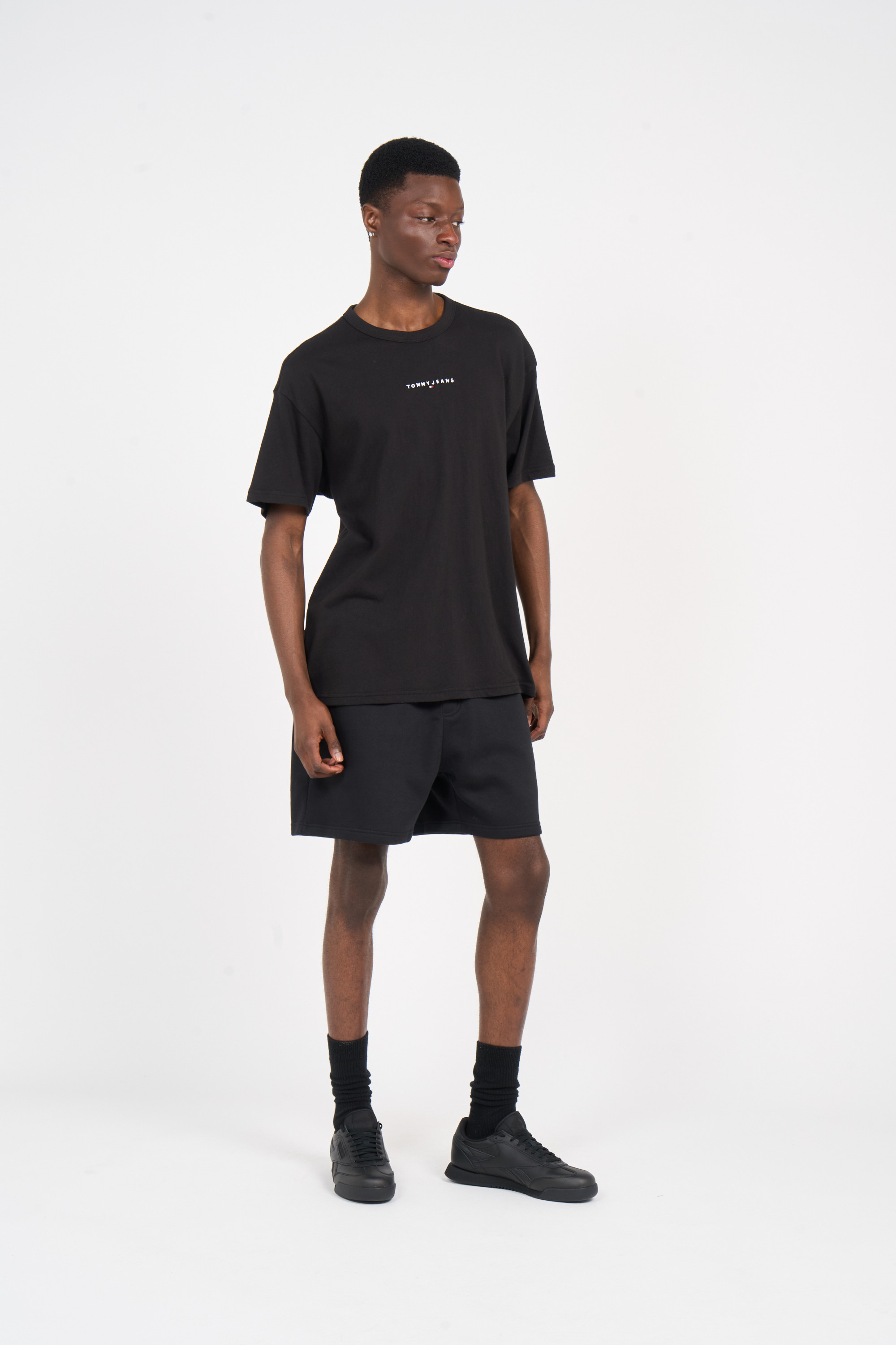 Regular-fit round-neck cotton T-shirt Black