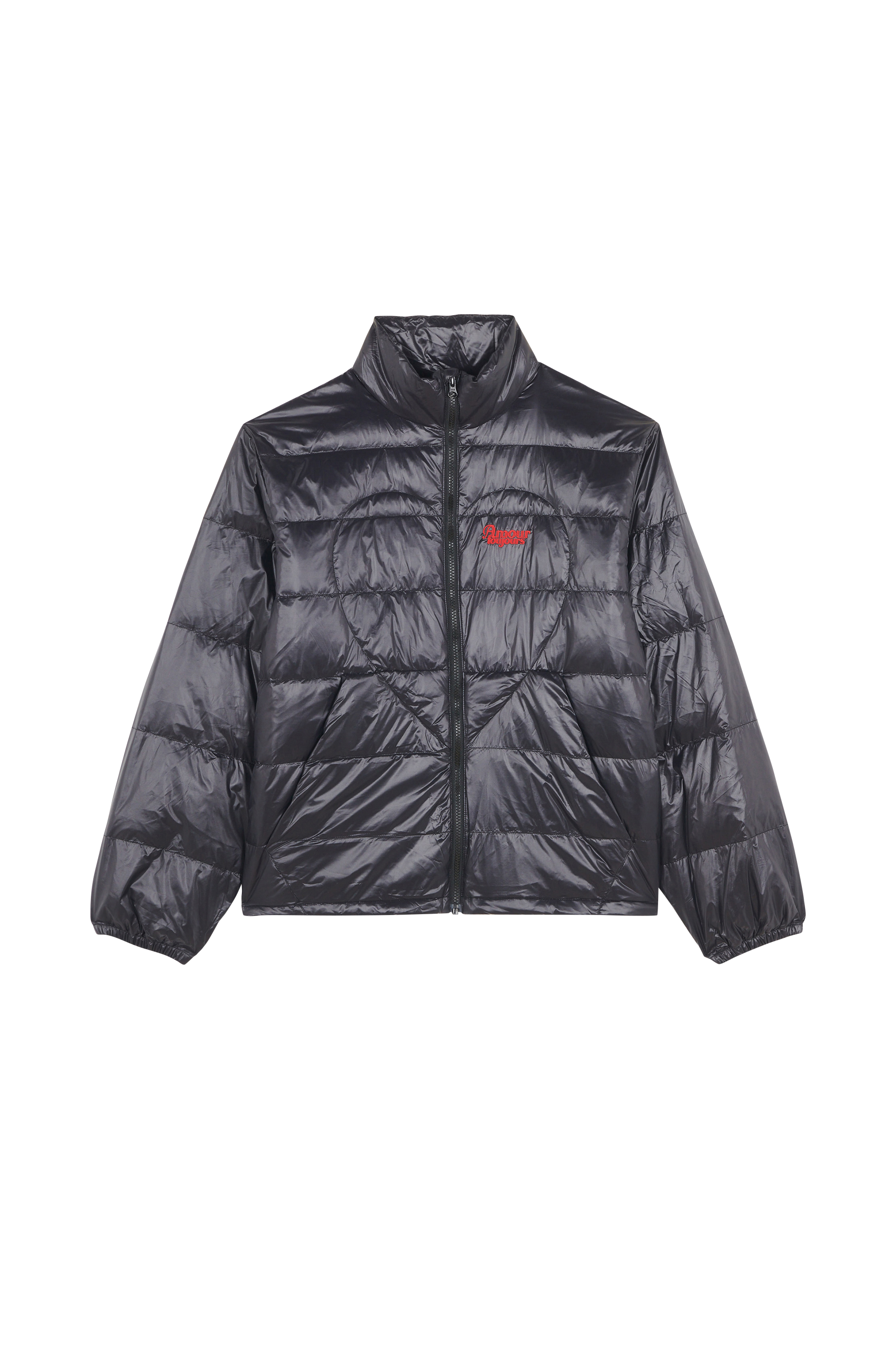 Lightweight quilted padded jacket with high neck Black
