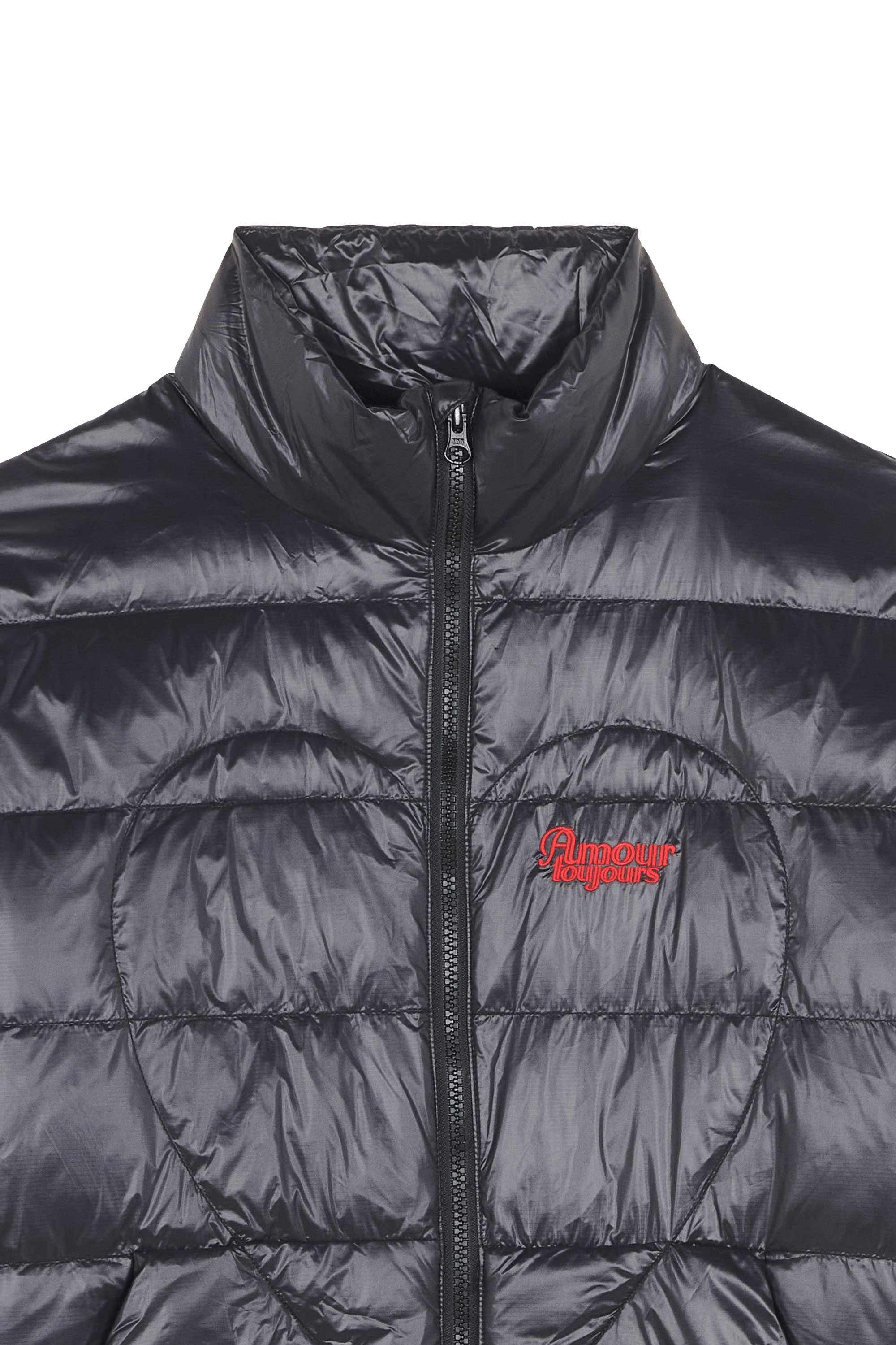 Lightweight quilted padded jacket with high neck Black