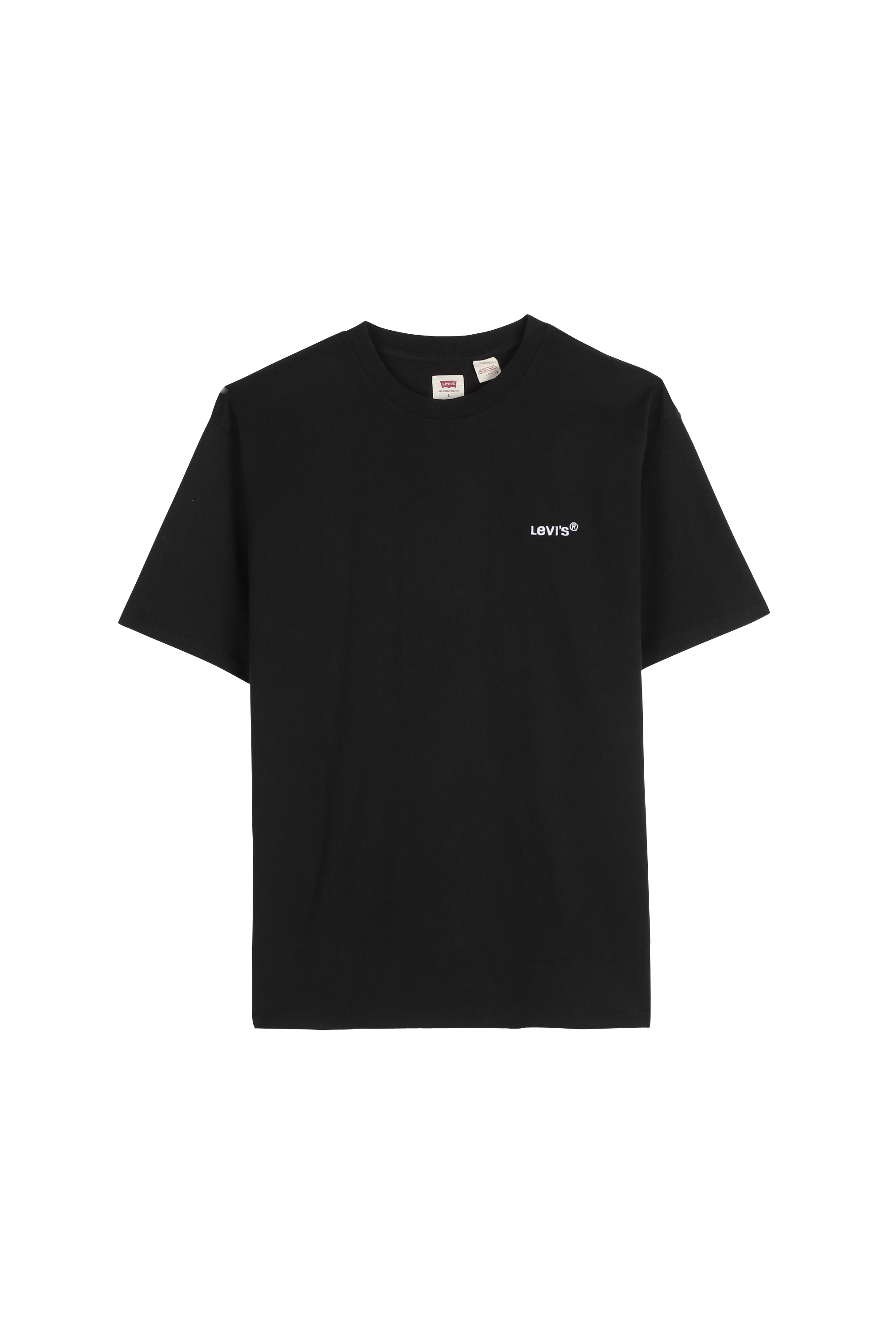 Round-neck cotton T-shirt with embroidered logo Black