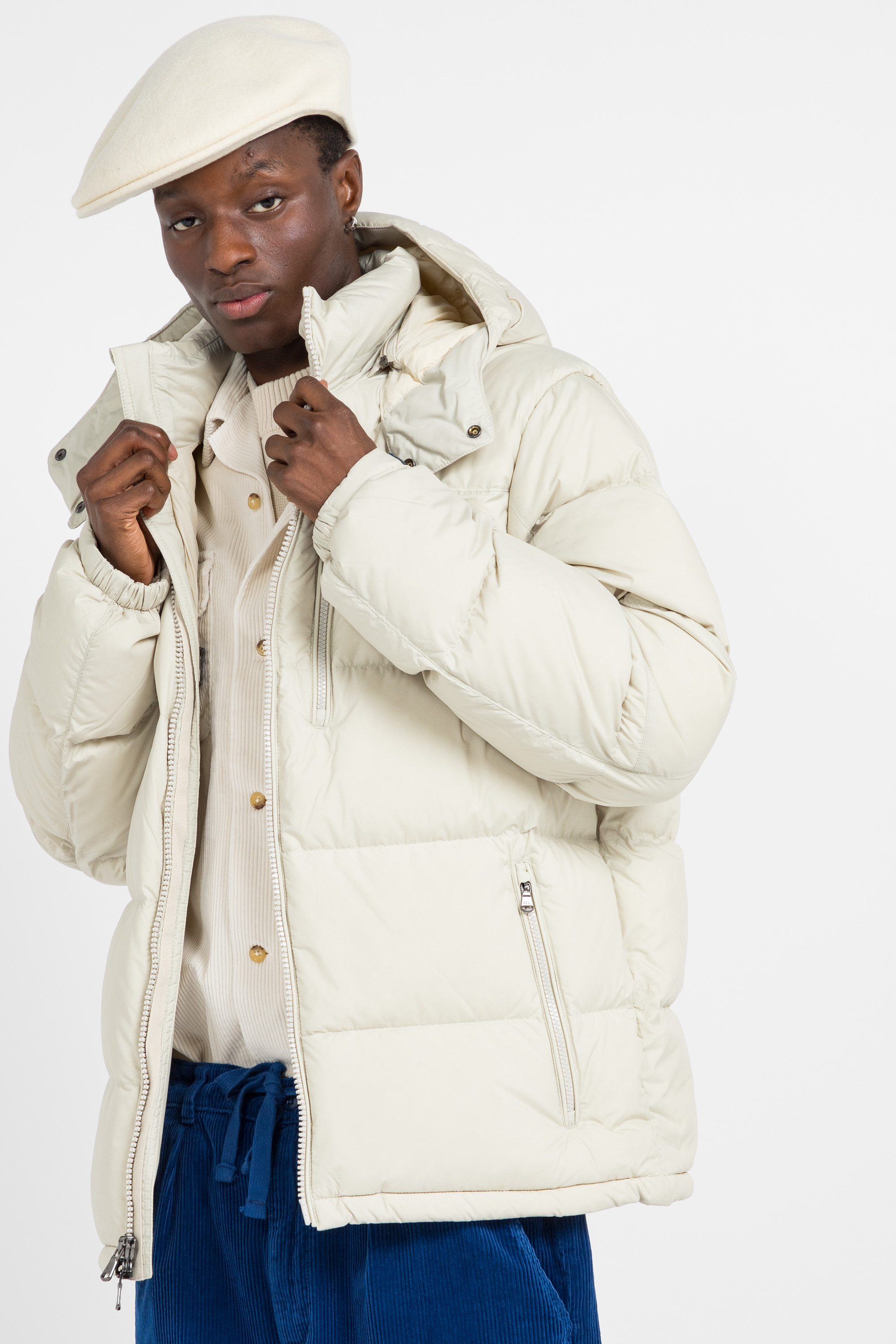 Lightweight quilted padded jacket with high neck Beige