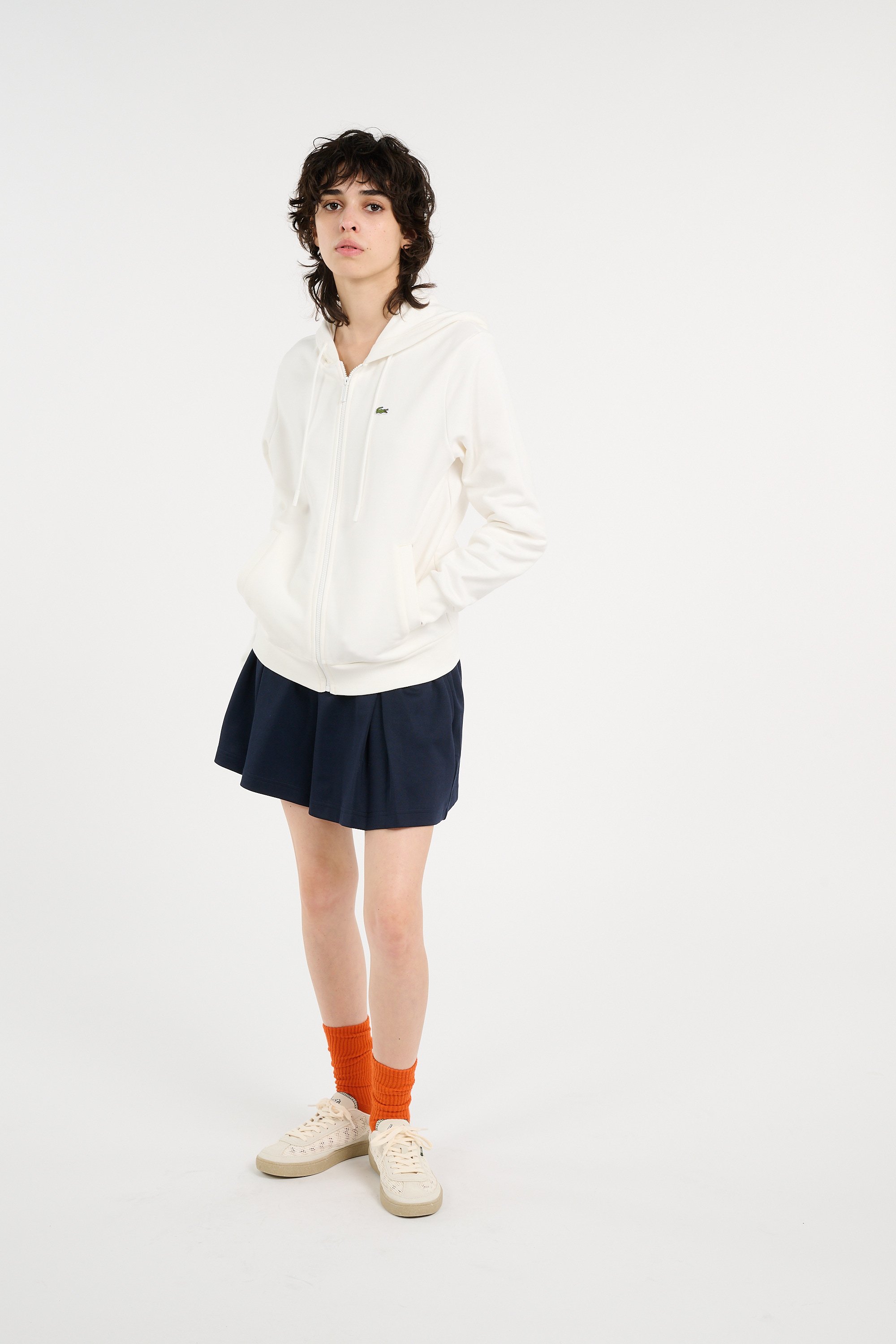 Sweatshirt zippé à capuche LACOSTE Blanc