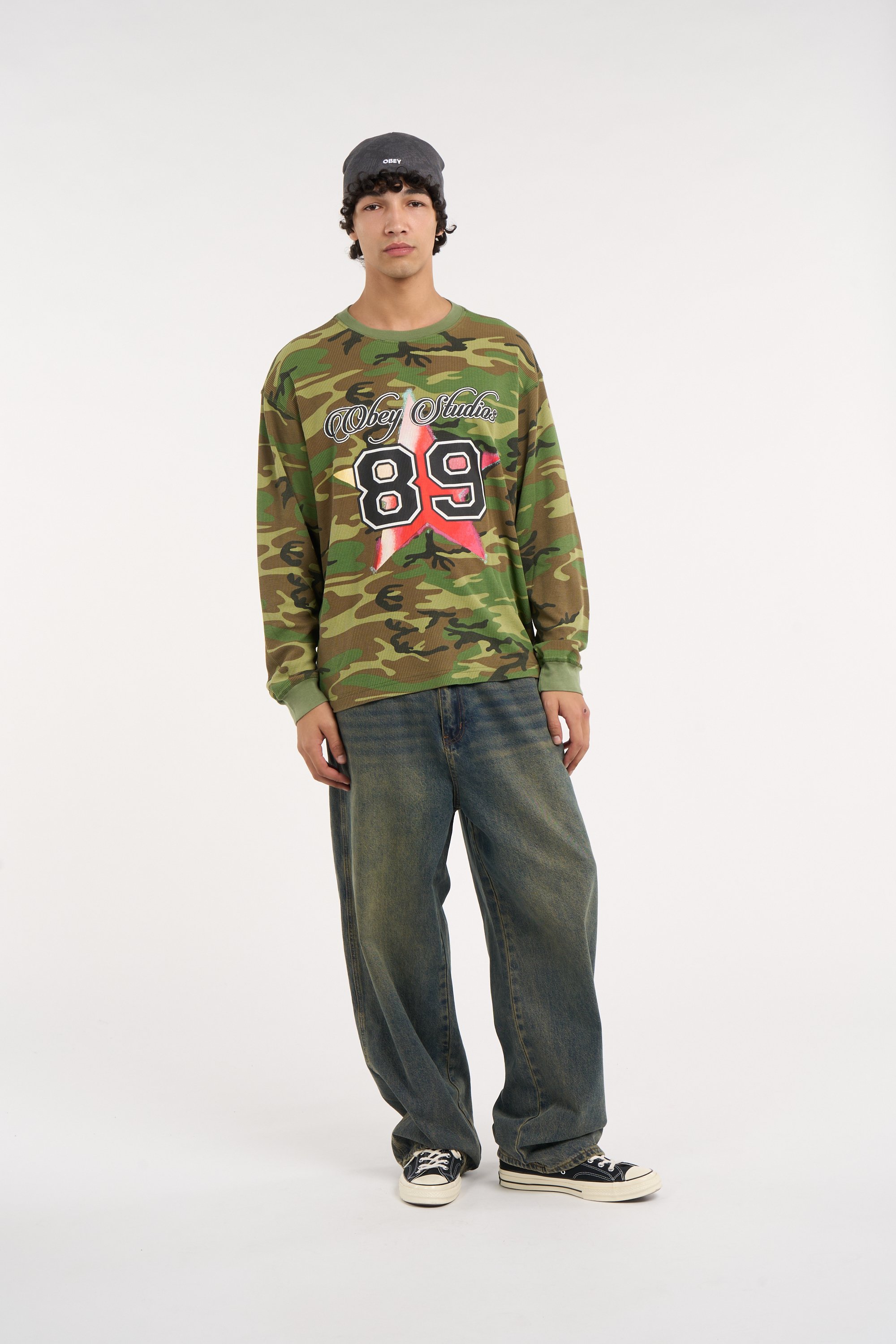 Regular-fit round-neck cotton T-shirt OBEY Multicolored