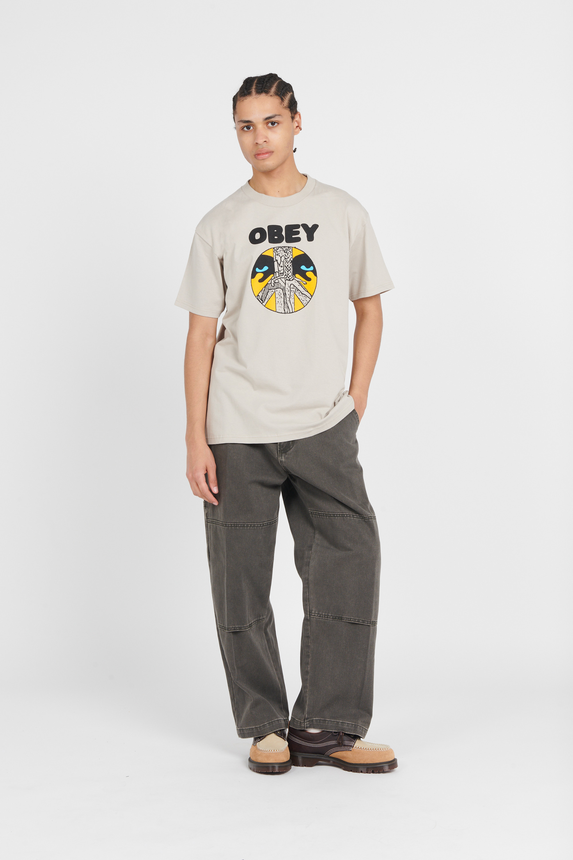 Regular-fit round-neck cotton T-shirt Grey