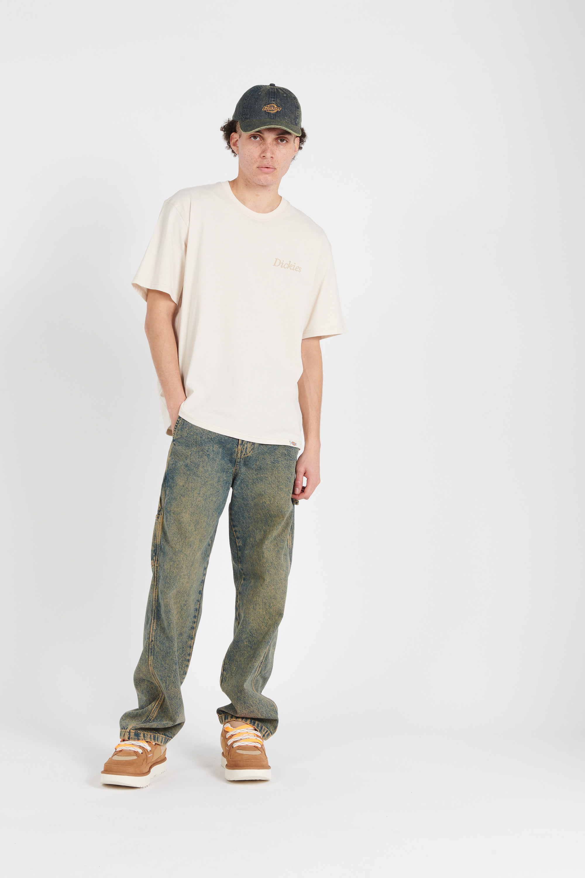 Regular-fit round-neck cotton T-shirt Beige