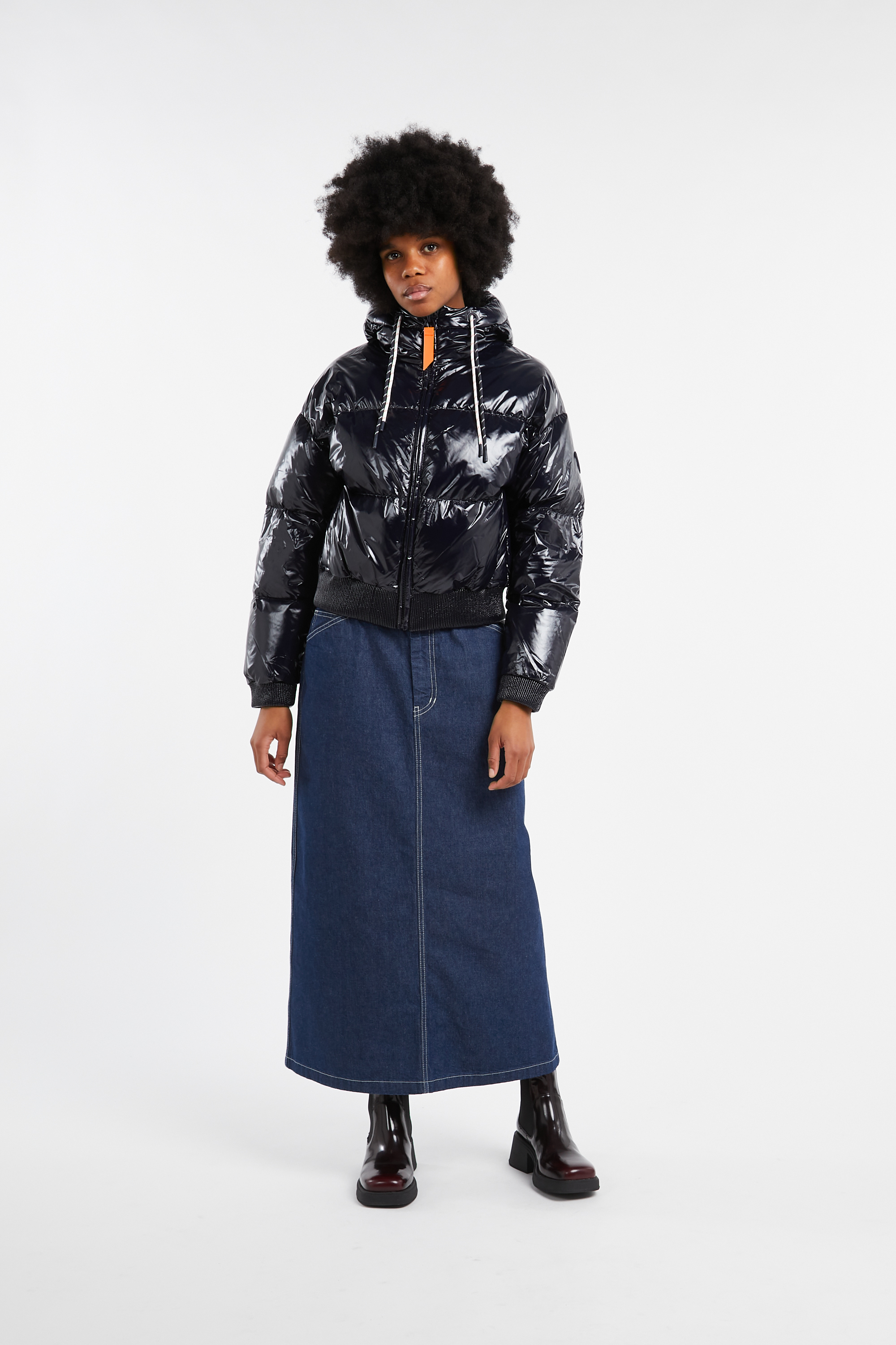 Lightweight quilted padded jacket with high neck Blue