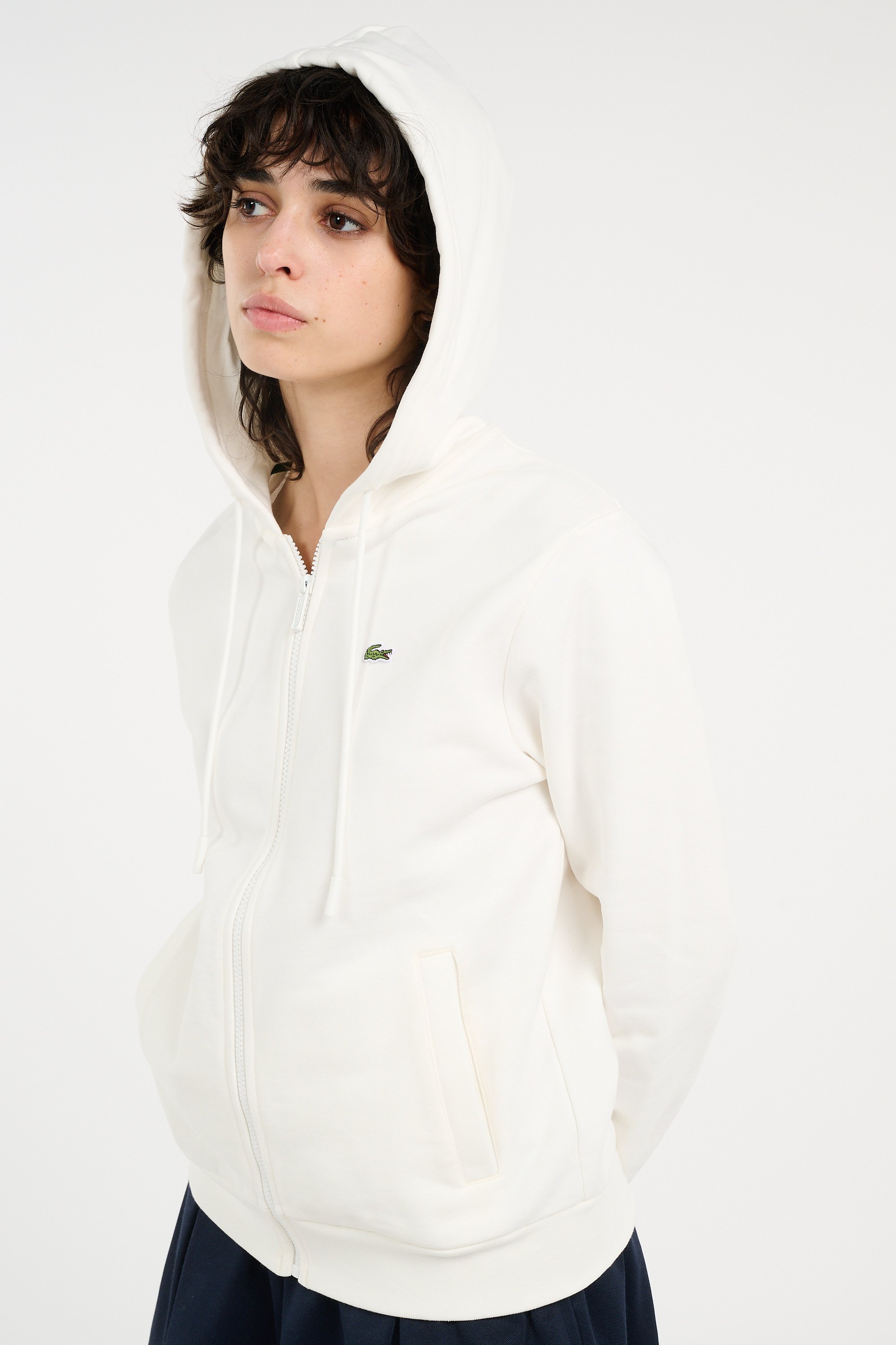Sweatshirt zippé à capuche | Blanc LACOSTE Femme