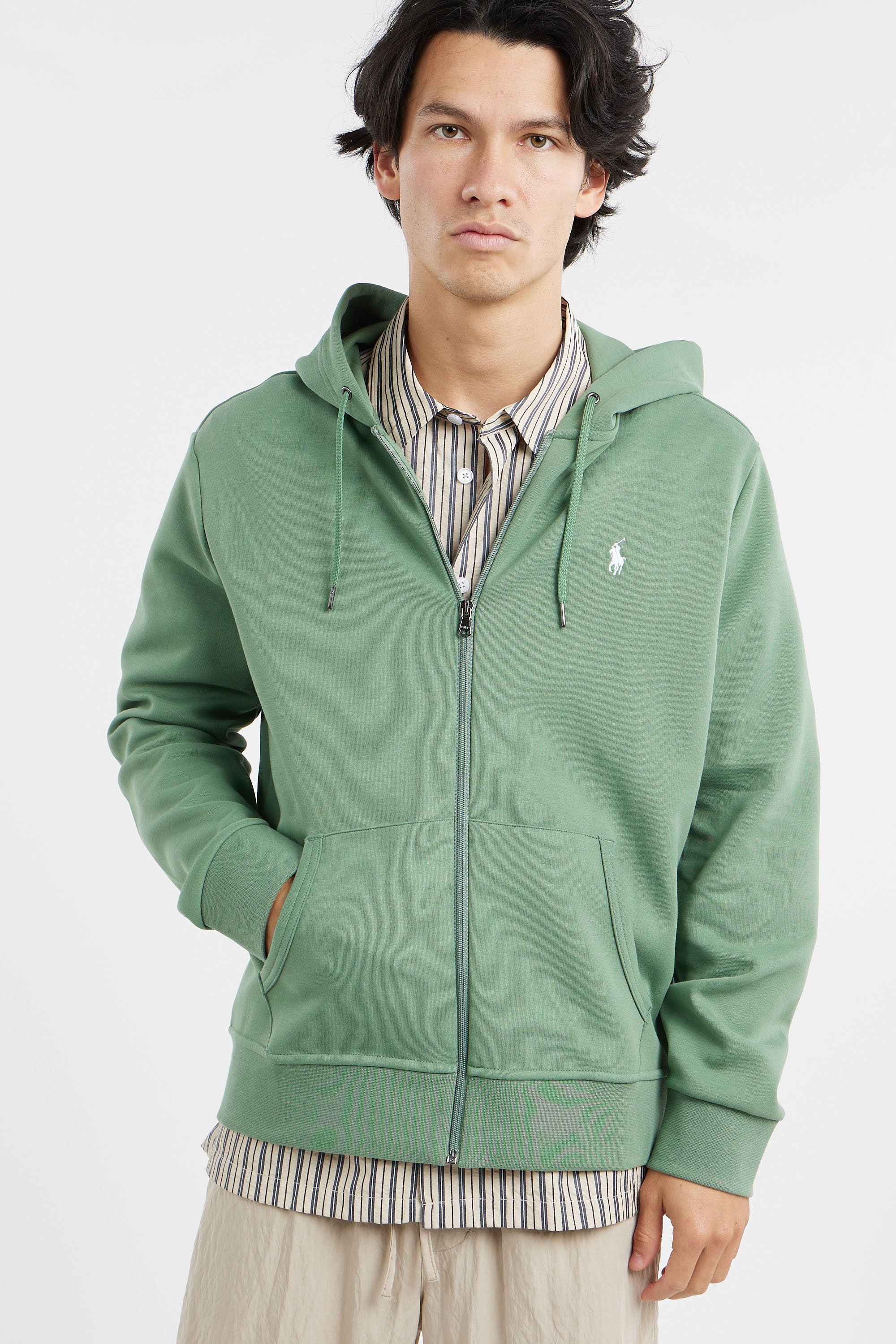 Regular-fit zip-up cotton-blend hoodie with Pony Player | Green by POLO RALPH LAUREN Regular-fit zip-up cotton-blend hoodie with Pony Player Green
