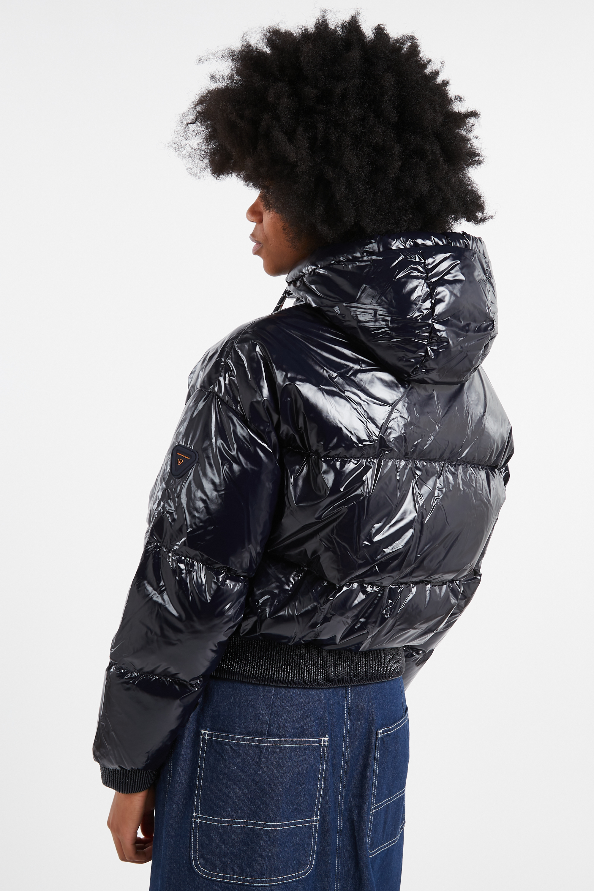 Lightweight quilted padded jacket with high neck Blue