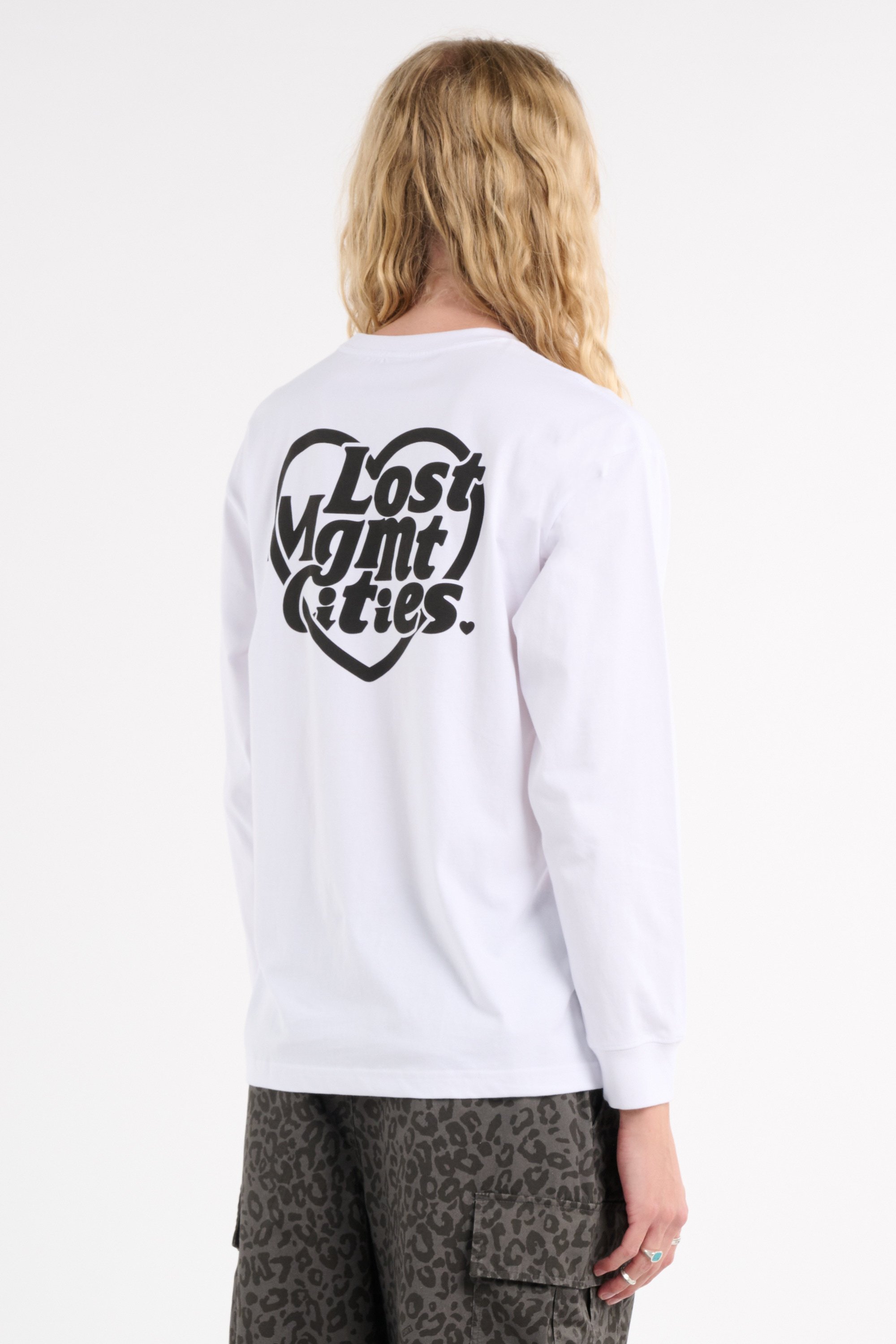 Regular-fit round-neck cotton T-shirt | White LOST MANAGEMENT CITIES Men