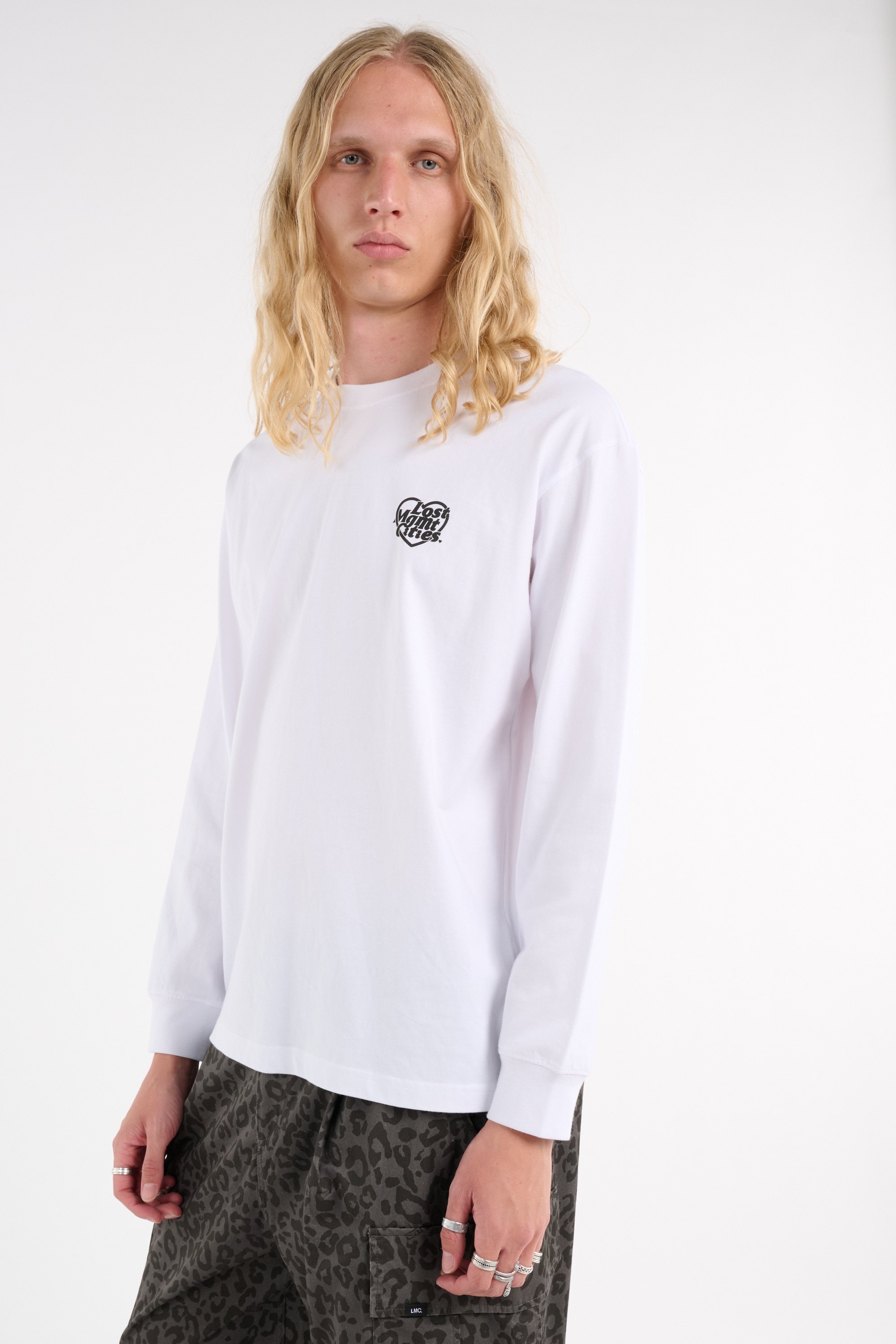 Regular-fit round-neck cotton T-shirt | White LOST MANAGEMENT CITIES Men