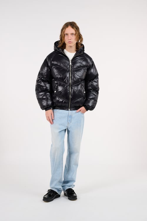 SCHOTT Lightweight quilted padded jacket with high neck Black