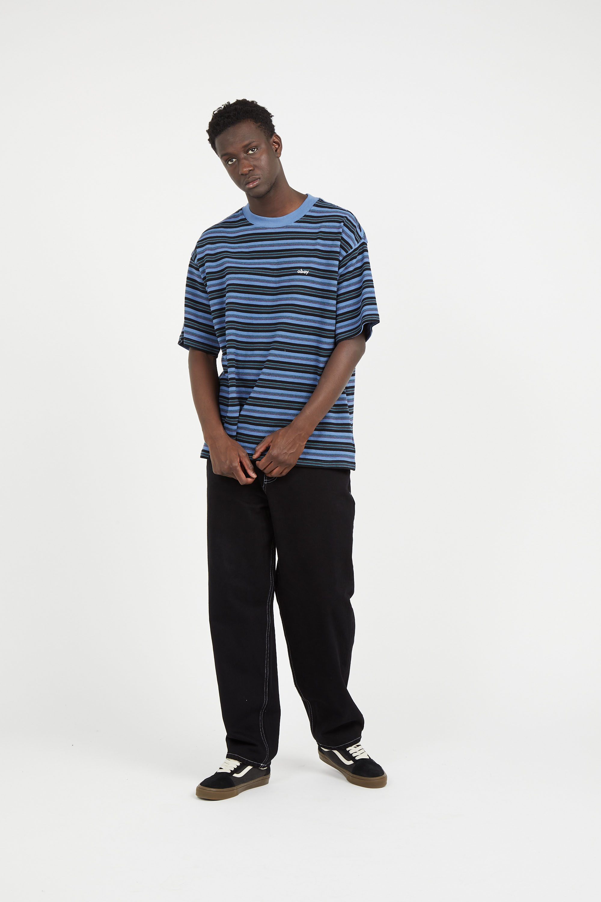 Regular-fit round-neck cotton T-shirt Blue