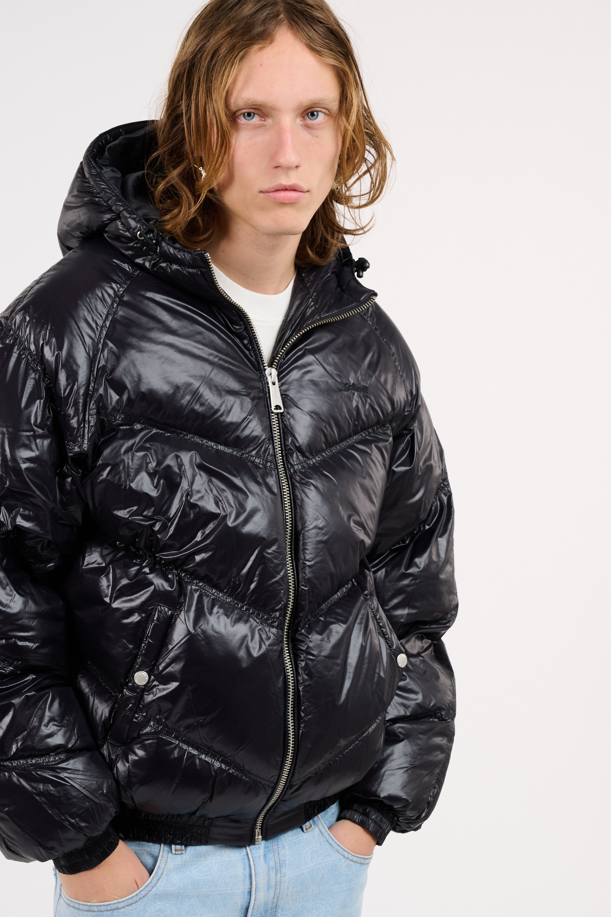 Lightweight quilted padded jacket with high neck Black