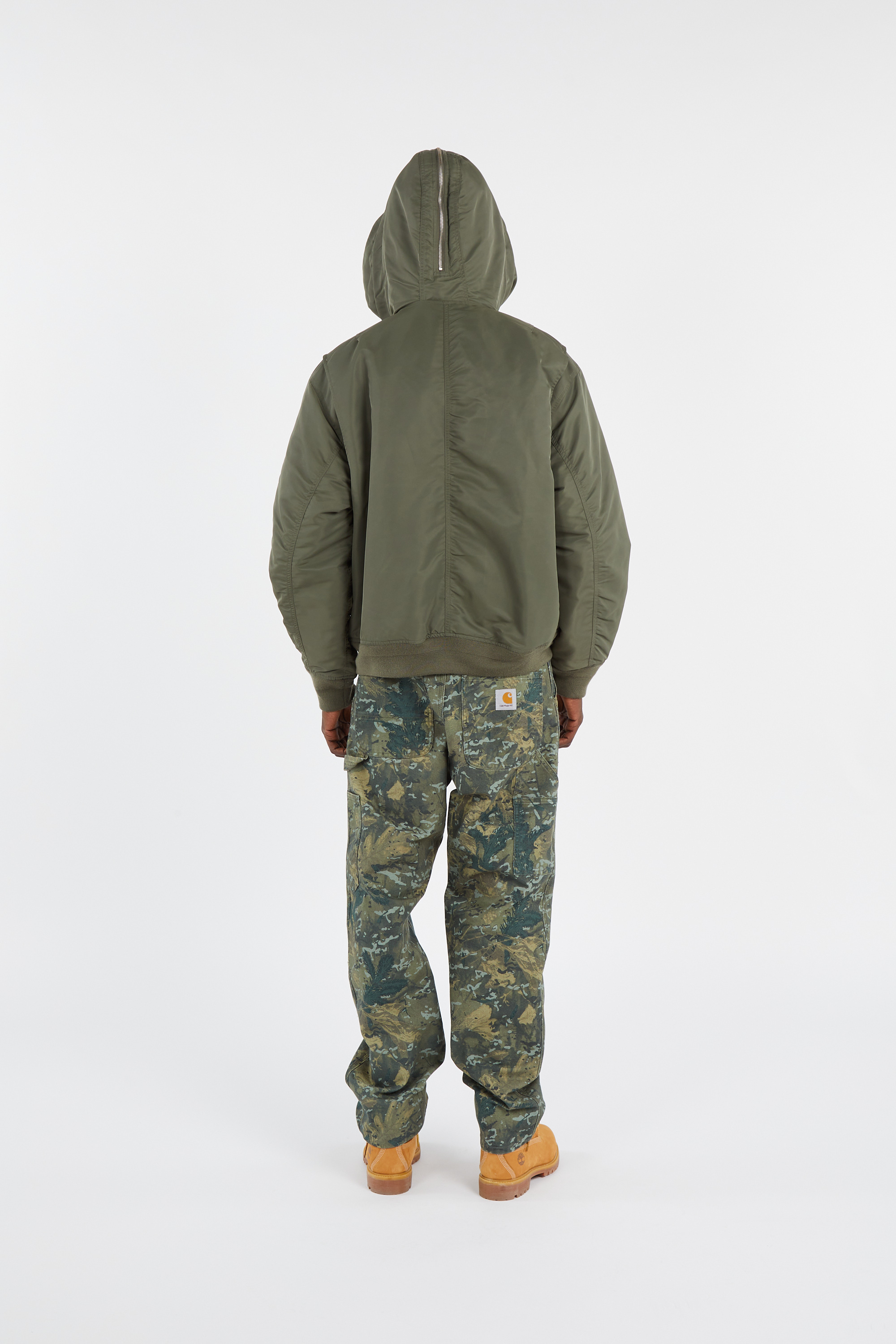 Lightweight quilted padded jacket with high neck Khaki