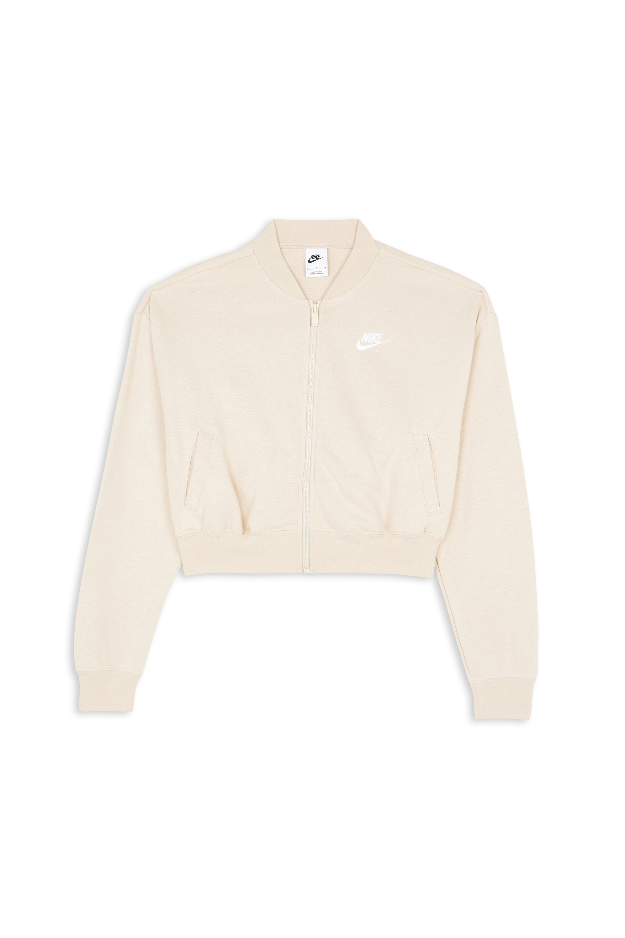 Long-sleeve zip-up top Beige