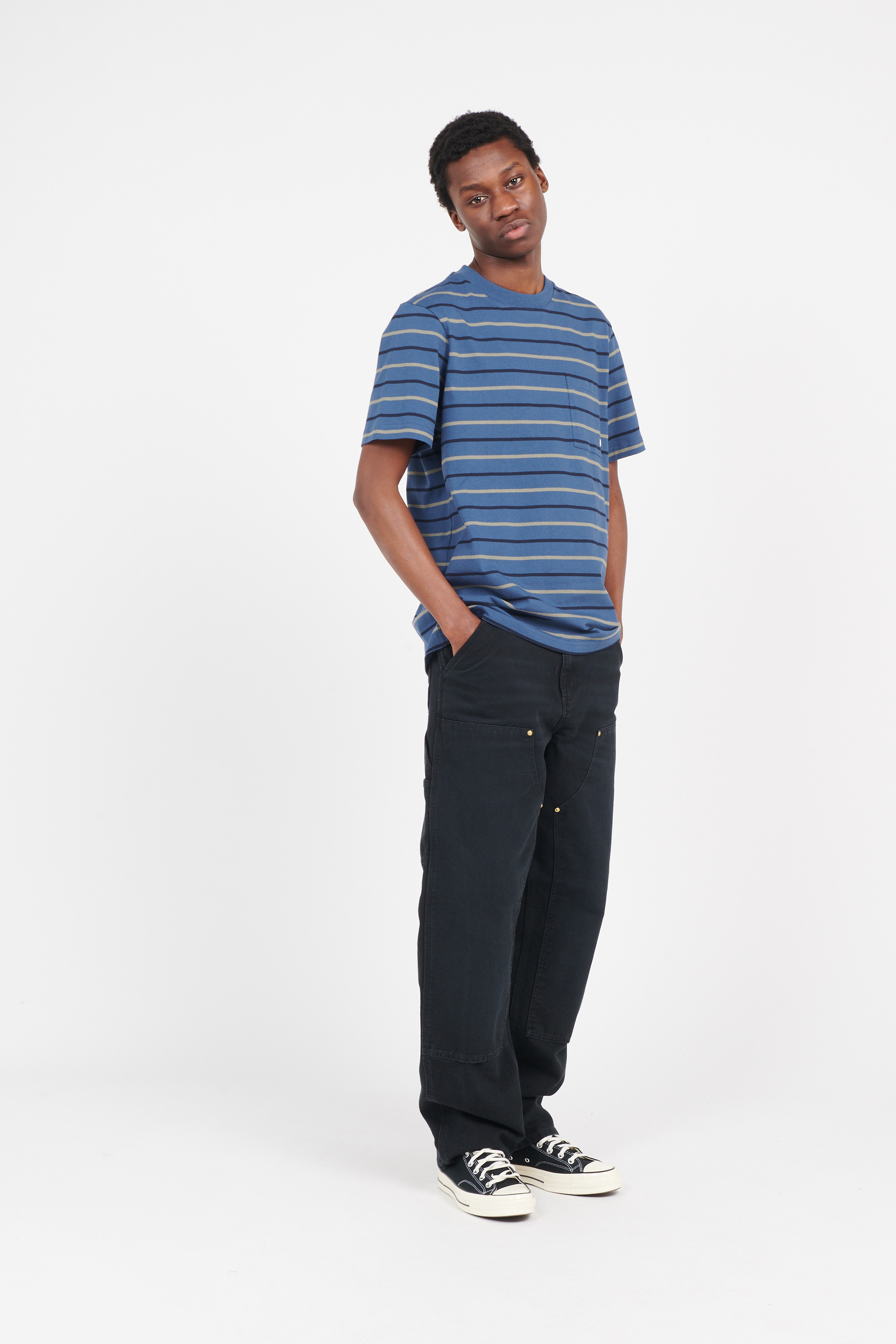 Regular-fit round-neck cotton T-shirt Blue