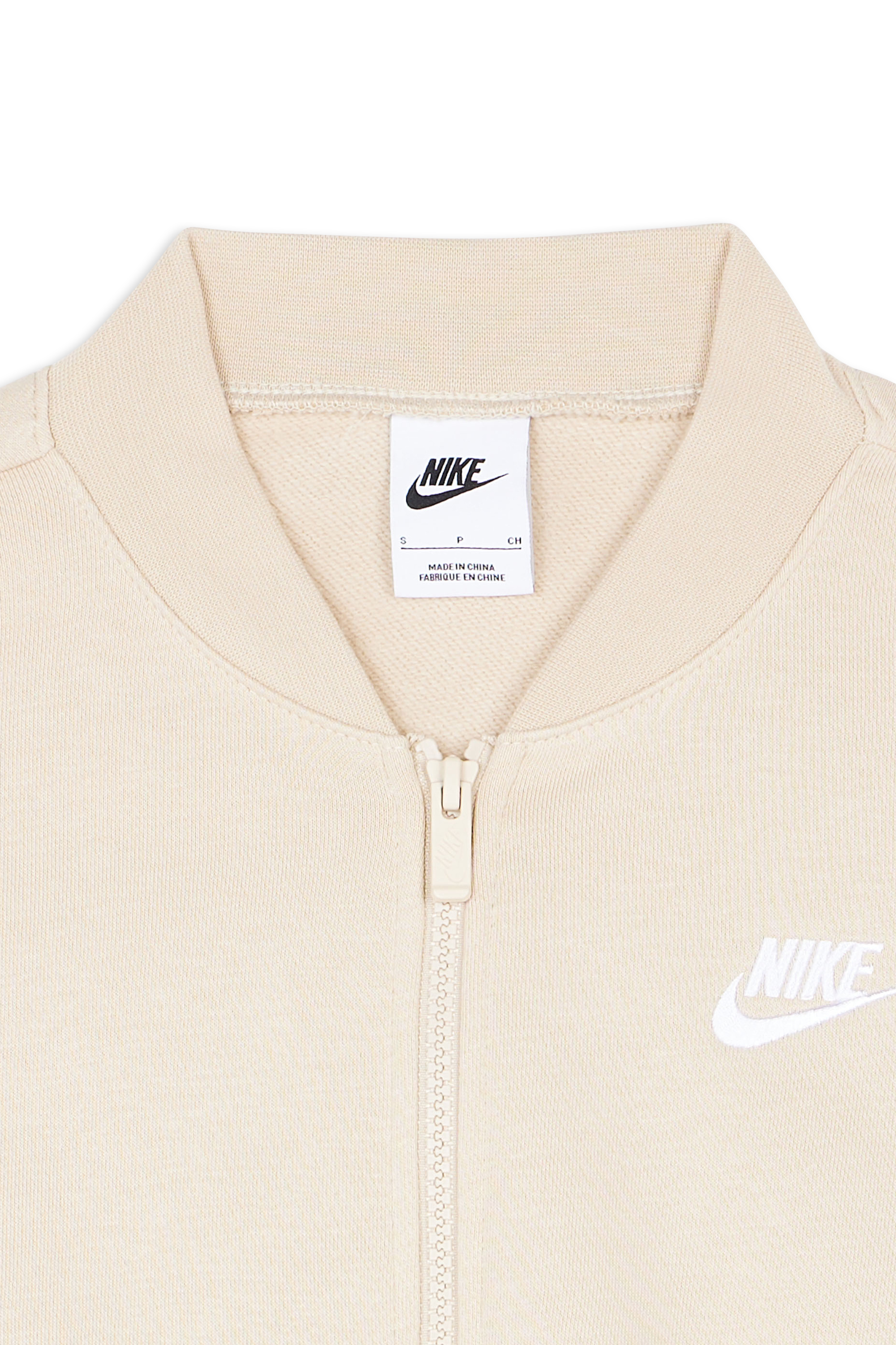 Long-sleeve zip-up top Beige