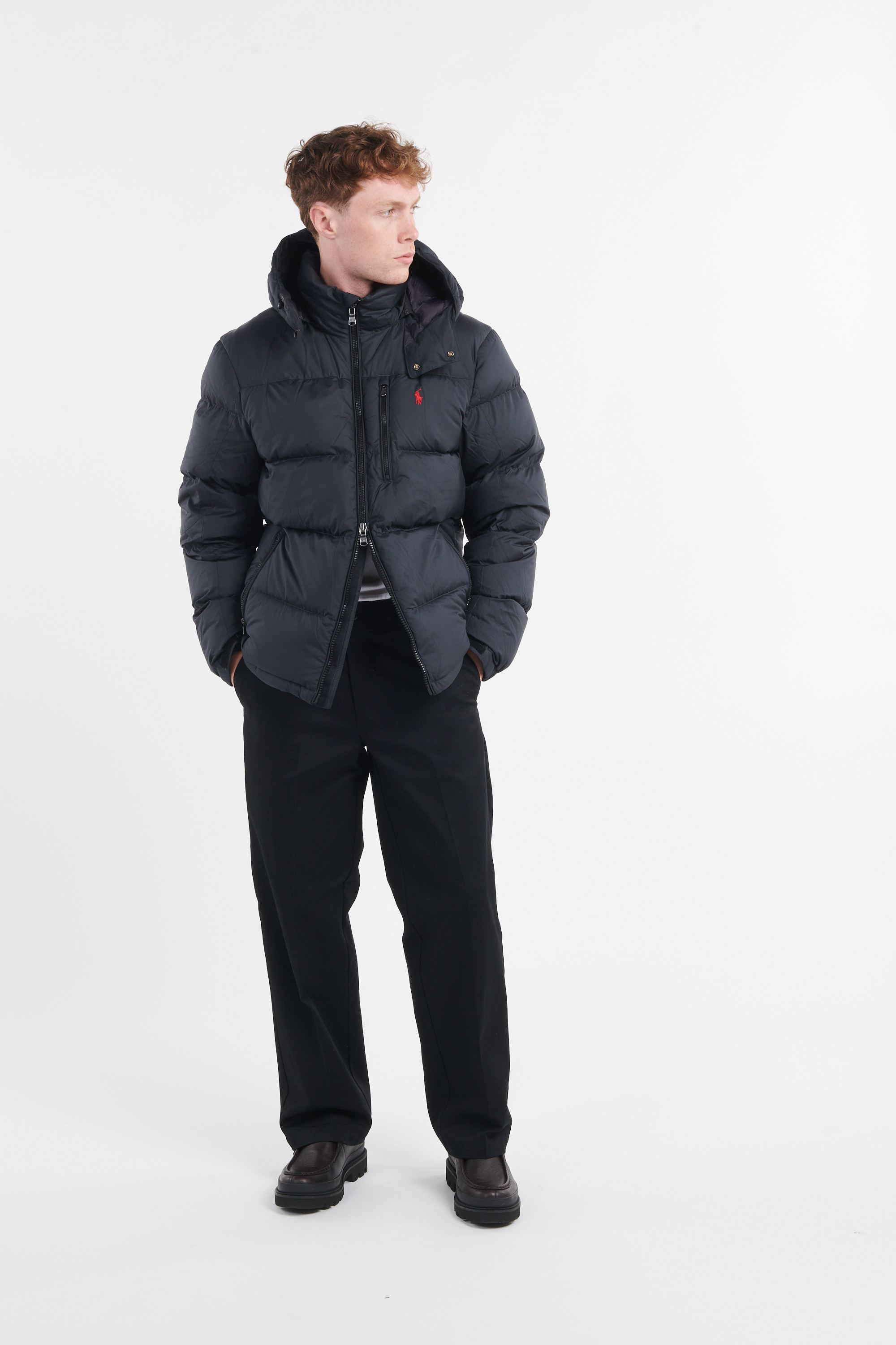 Lightweight quilted padded jacket with high neck Black
