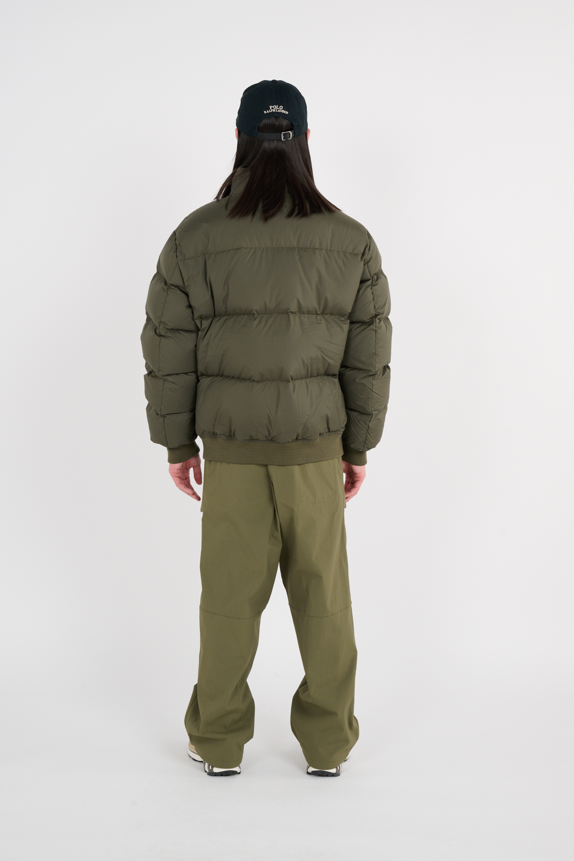 Lightweight quilted padded jacket with high neck Khaki