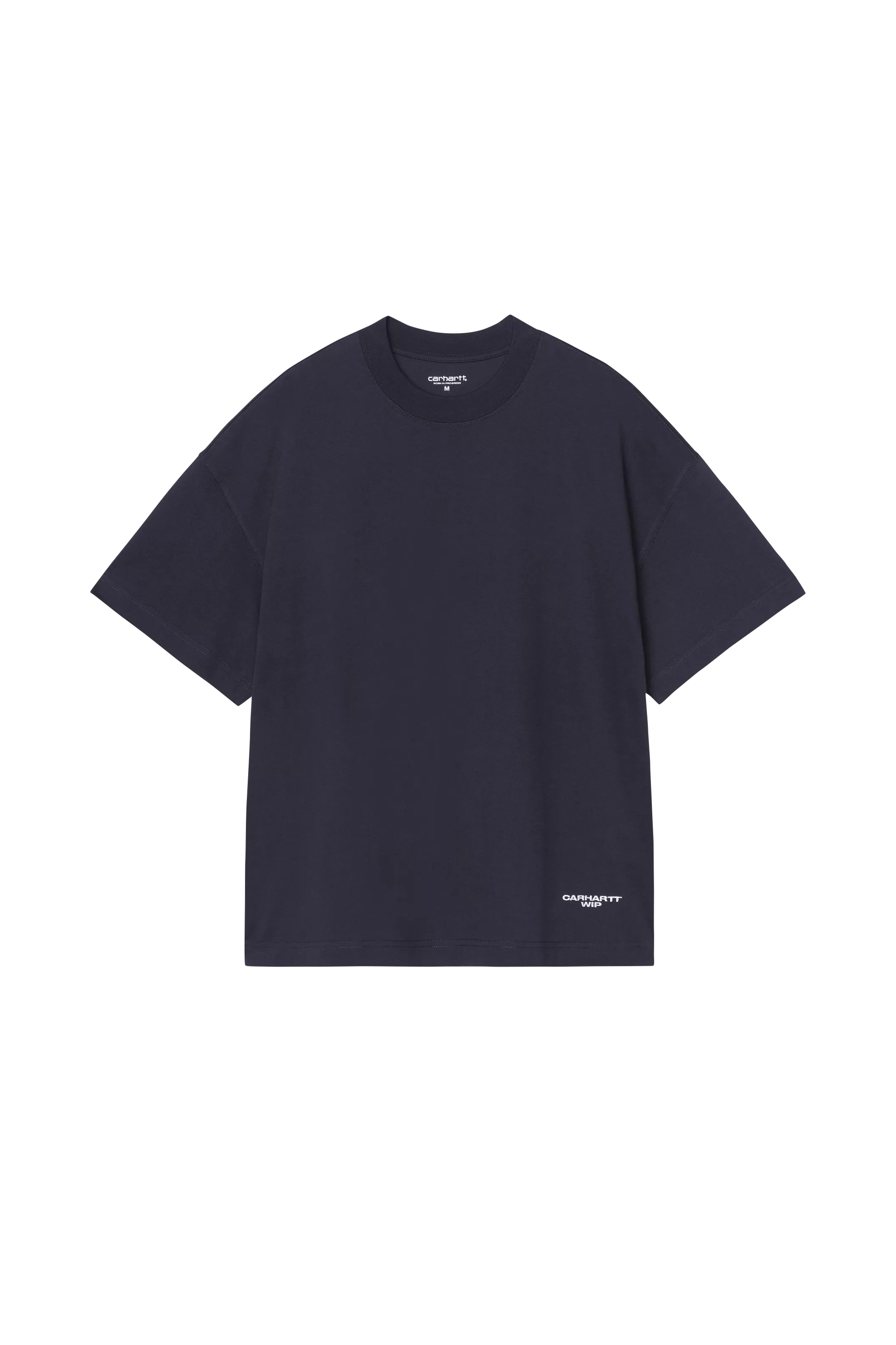 Regular-fit round-neck cotton T-shirt CHAPTER SCRIPT Dark navy - white