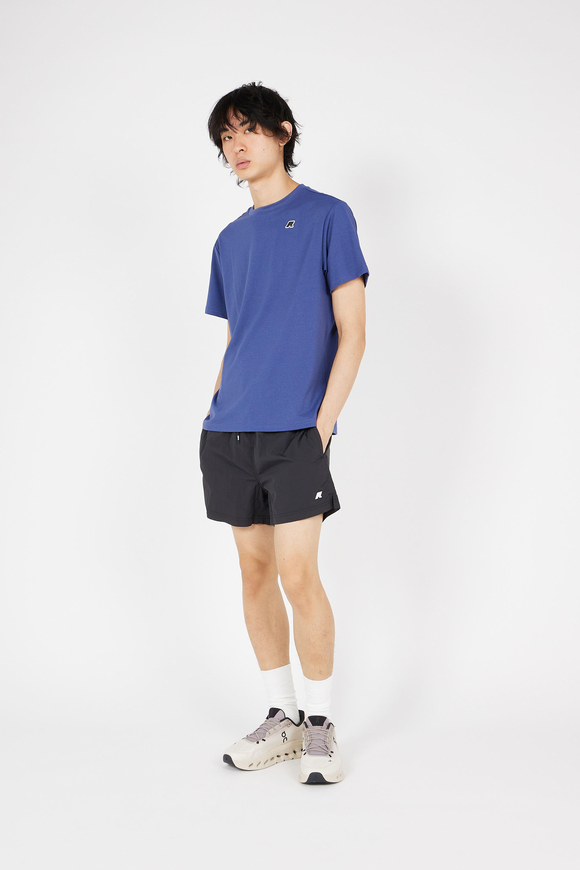 Regular-fit round-neck cotton T-shirt Blue