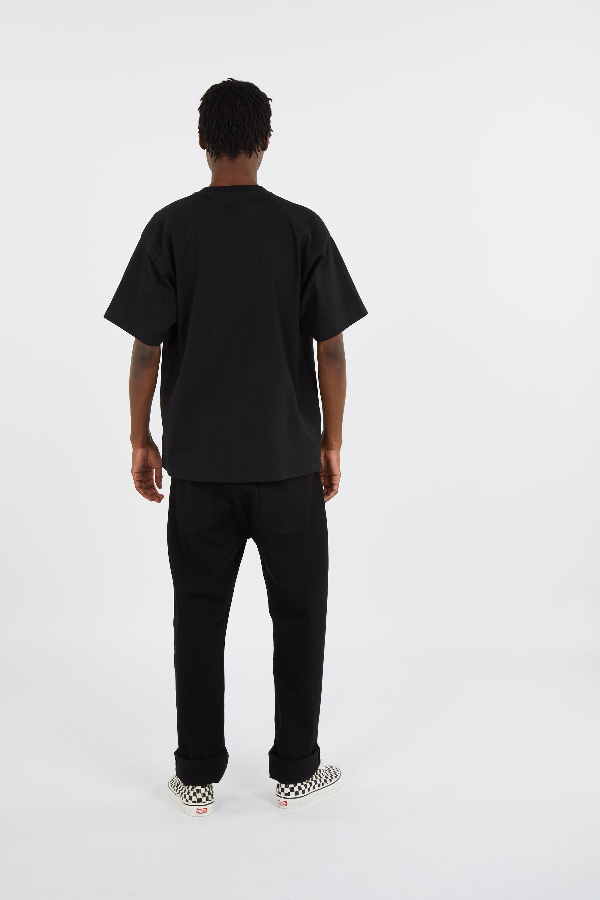 Regular-fit round-neck cotton T-shirt Black