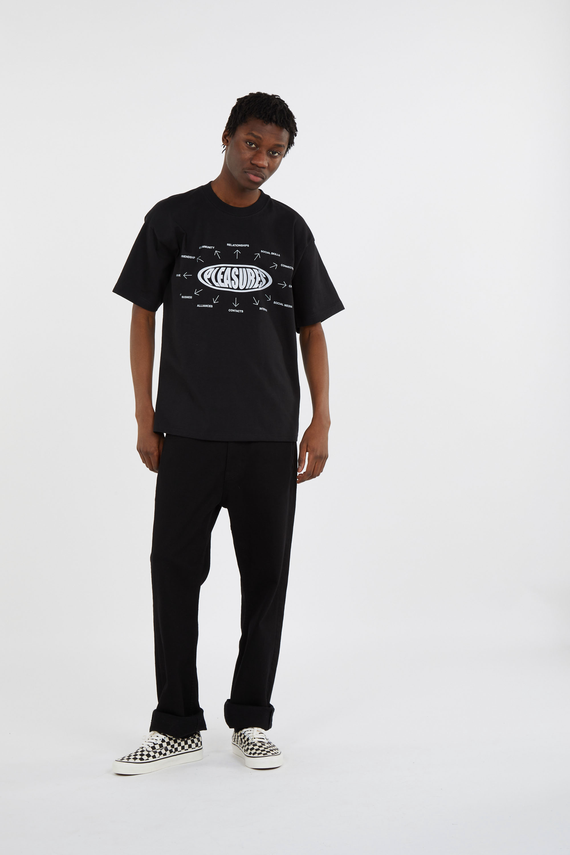 Regular-fit round-neck cotton T-shirt Black