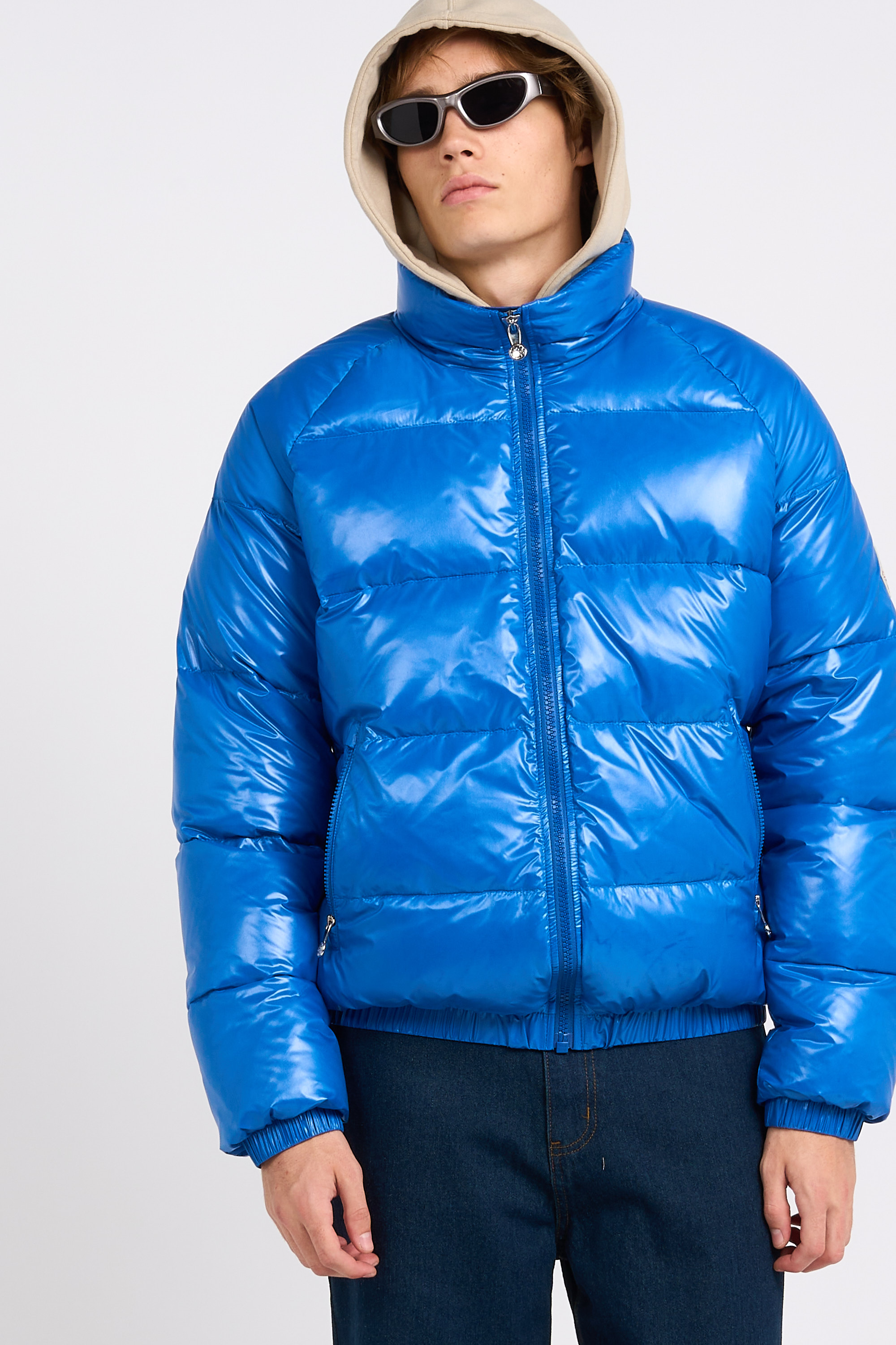 Lightweight quilted padded jacket with high neck Blue