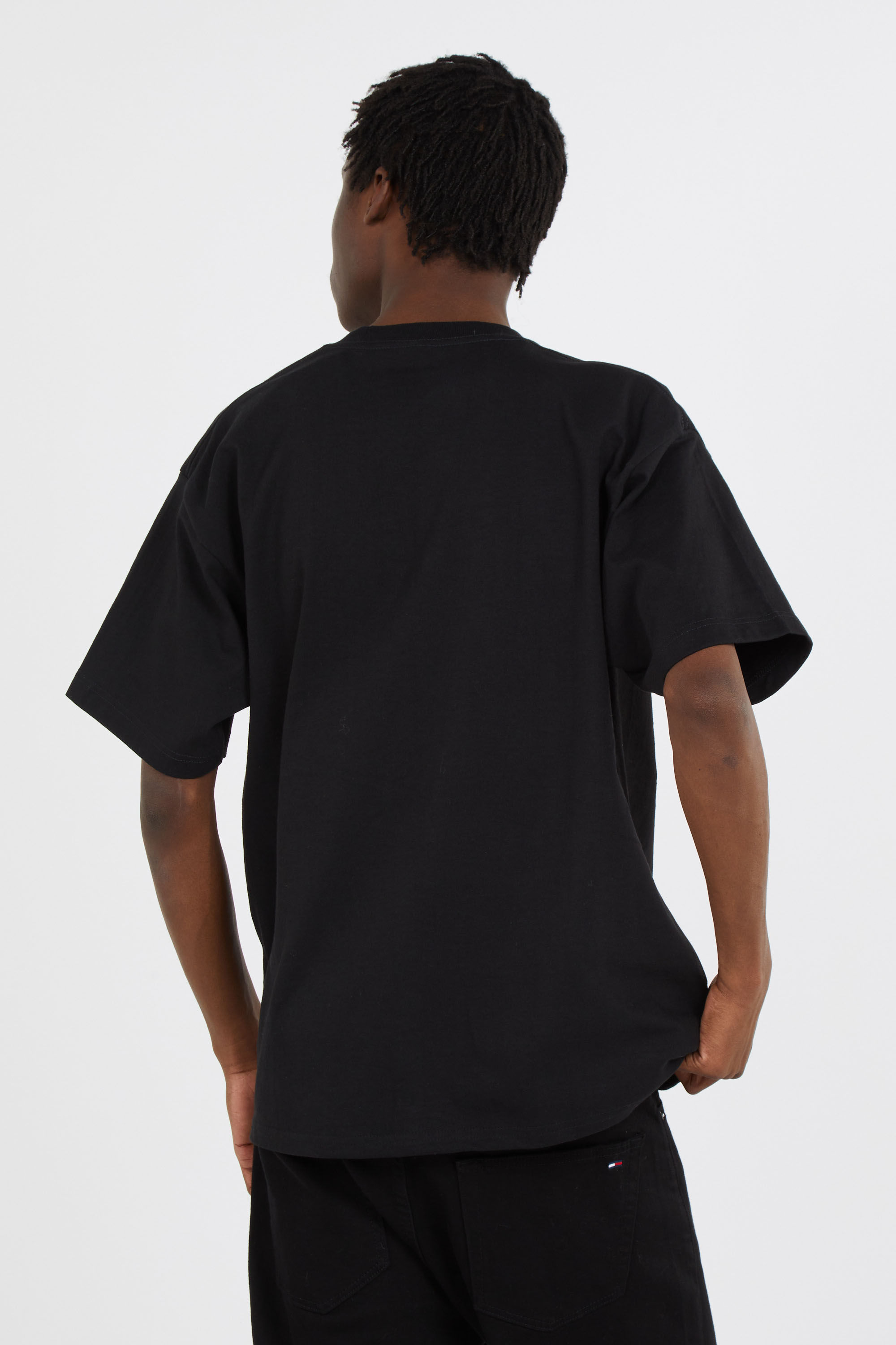 Regular-fit round-neck cotton T-shirt Black