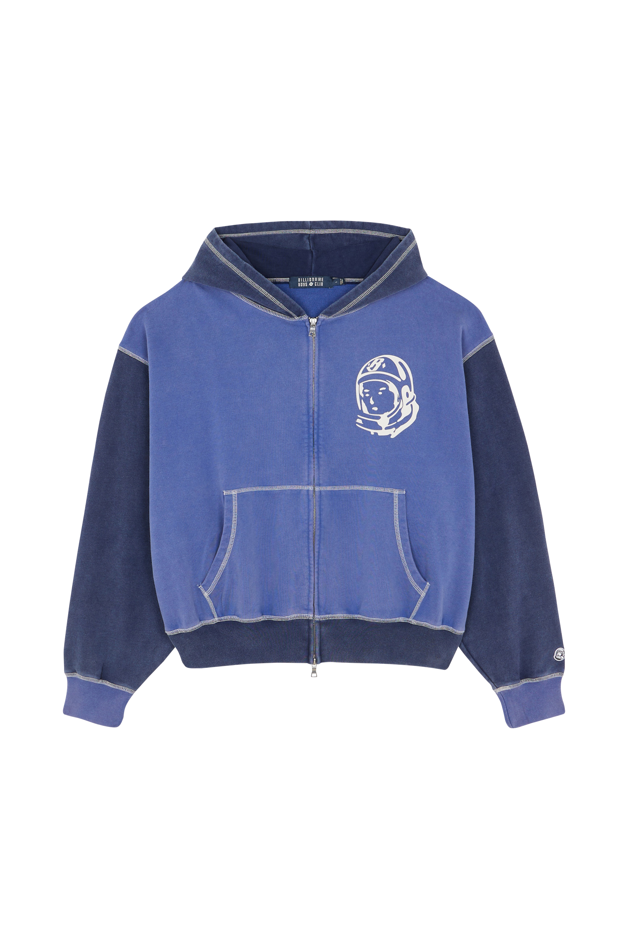 Regular-fit zip-up cotton-blend hoodie with Pony Player Blue