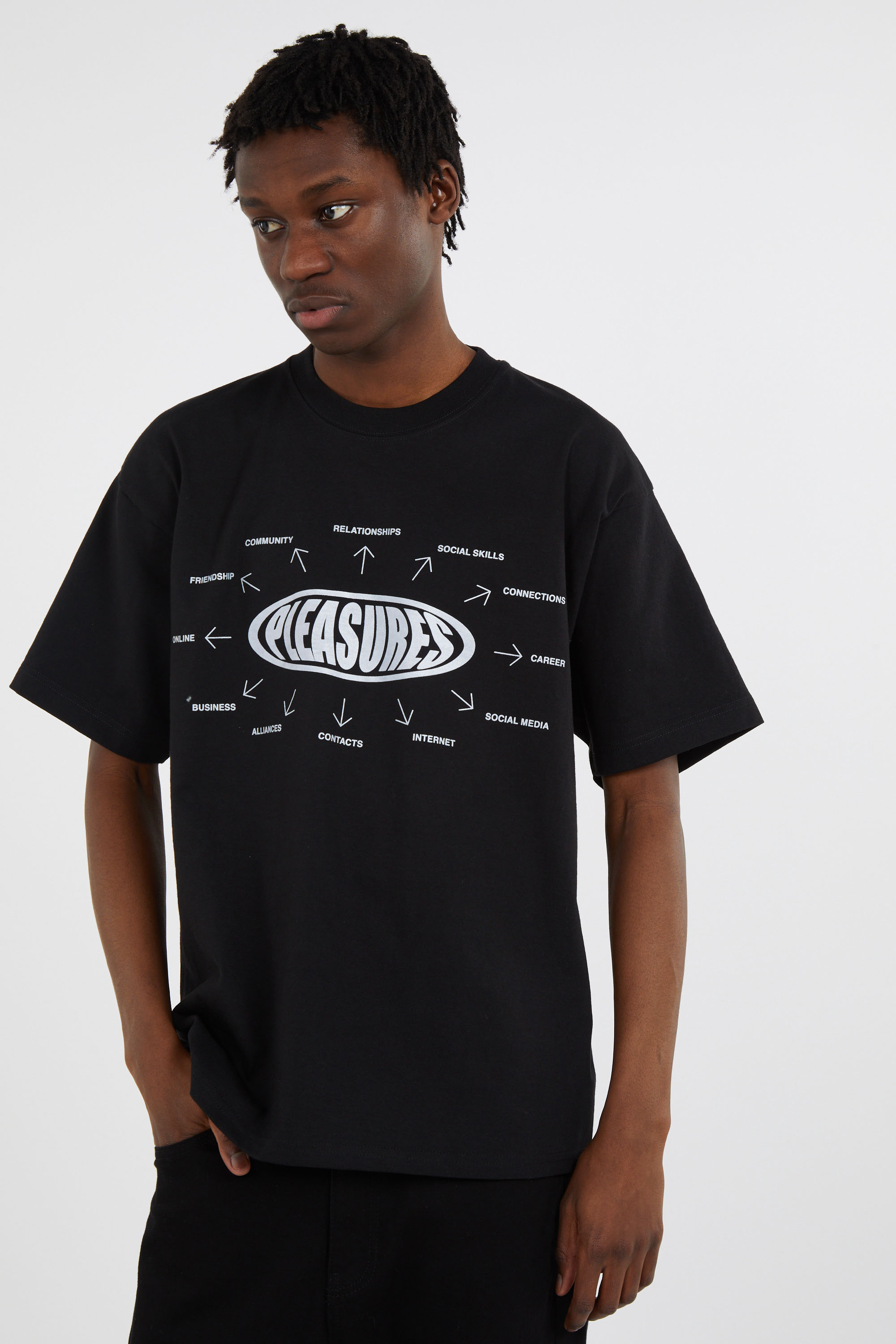 Regular-fit round-neck cotton T-shirt Black