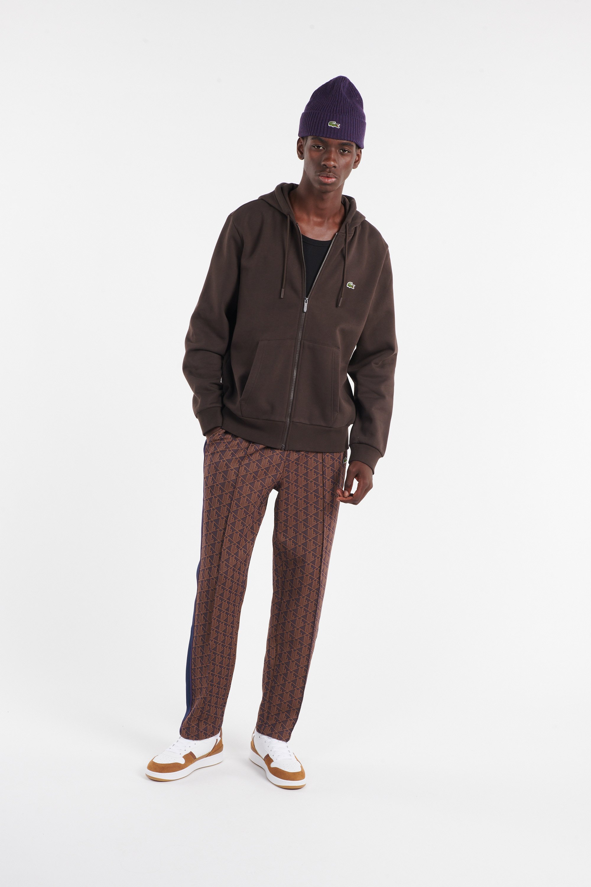 Hoodie zippé LACOSTE Marron