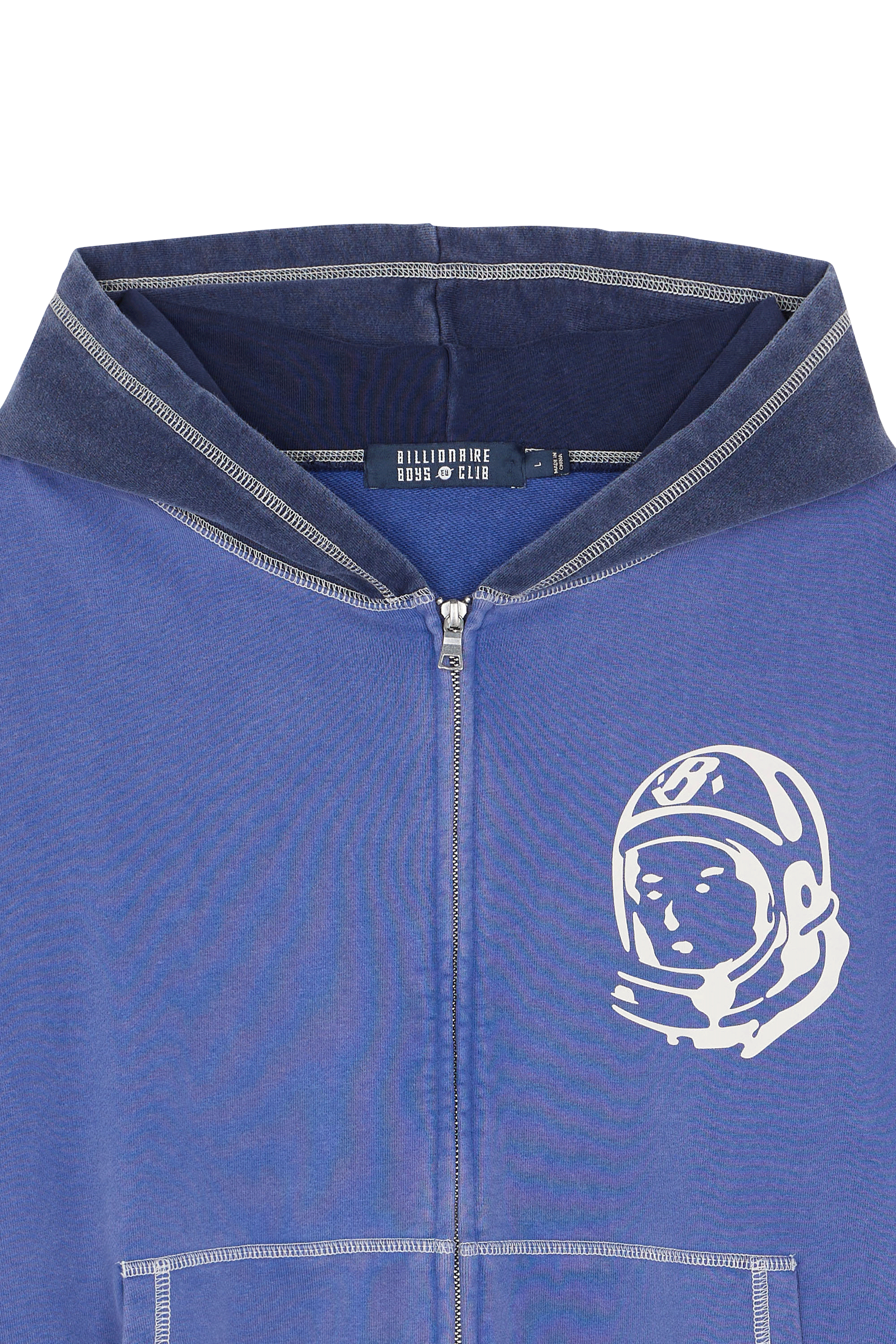 Regular-fit zip-up cotton-blend hoodie with Pony Player Blue