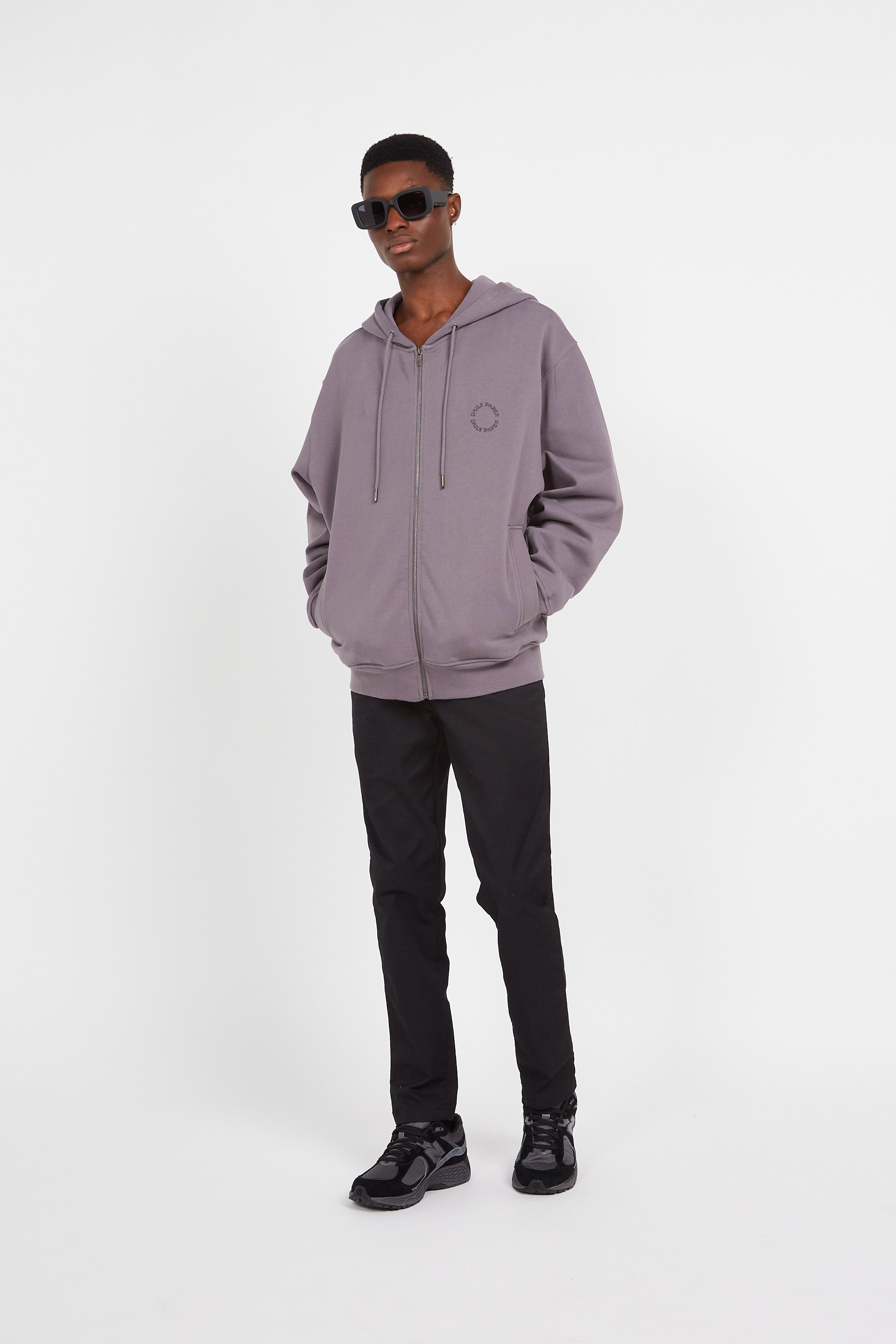 zip-up hoodie | Grey by DAILY PAPER zip-up hoodie Grey